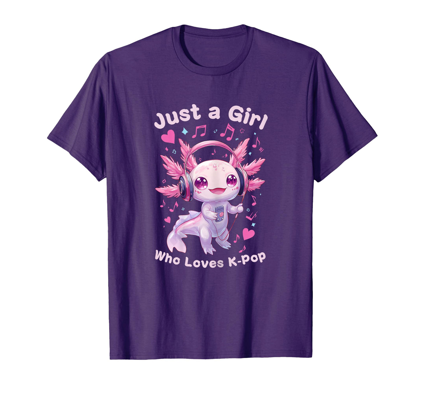Just a Girl Who Loves K-Pop Cute Axolotl Music Lover Anime T-Shirt
