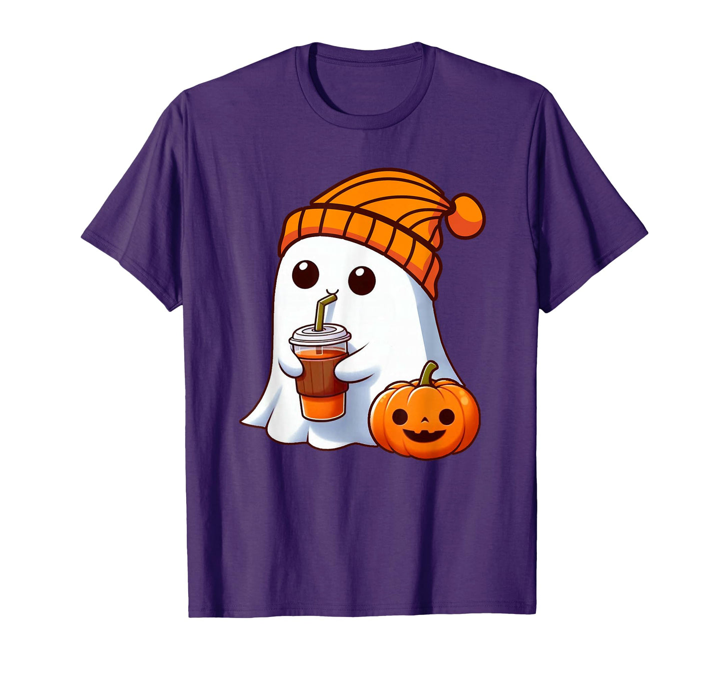 Halloween Costume Ghost drinking pumpkin Men Women girls T-Shirt