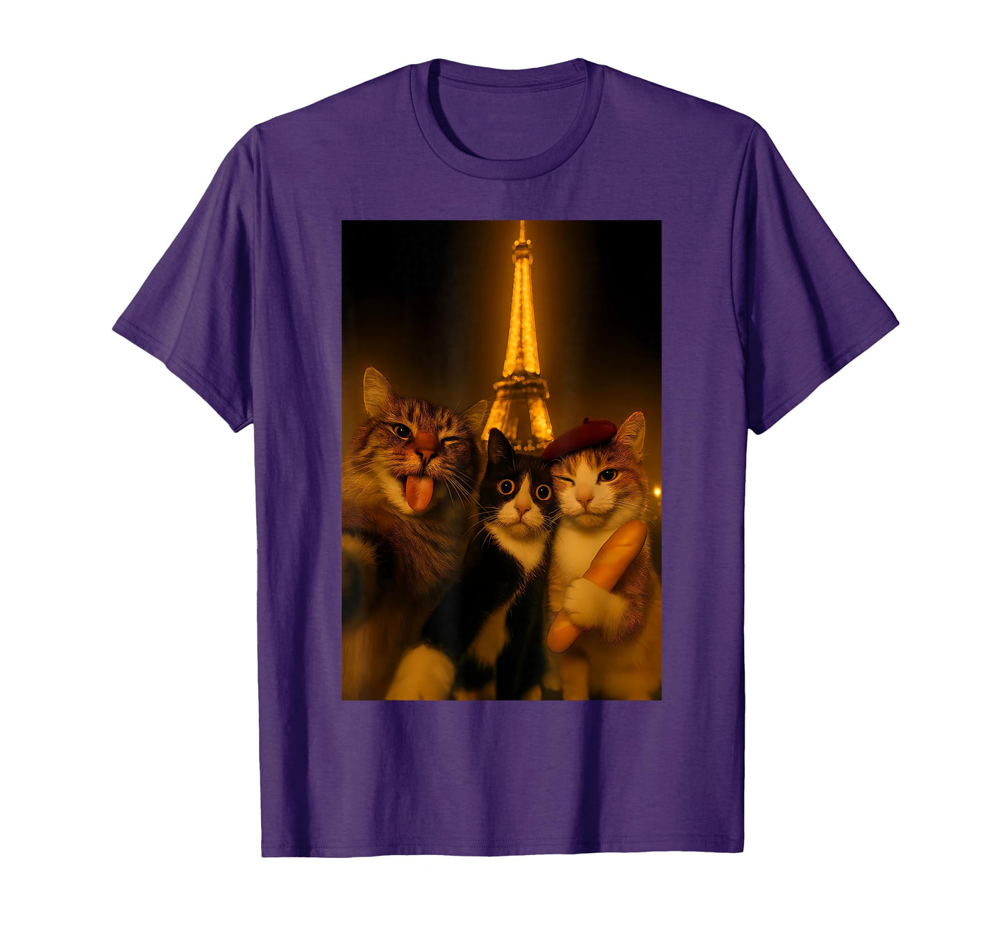 Funny Cat Selfie Eiffel Tower Paris Graphic Tees Cat T-Shirt