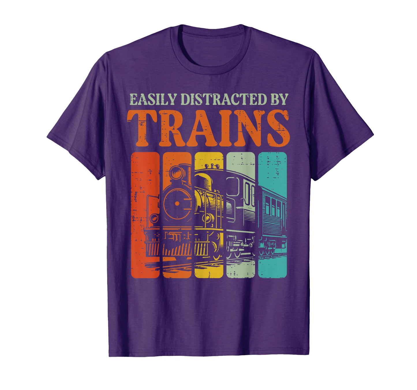Easily Distracted By Trains Funny Locomotive Men Boys Kids T-Shirt
