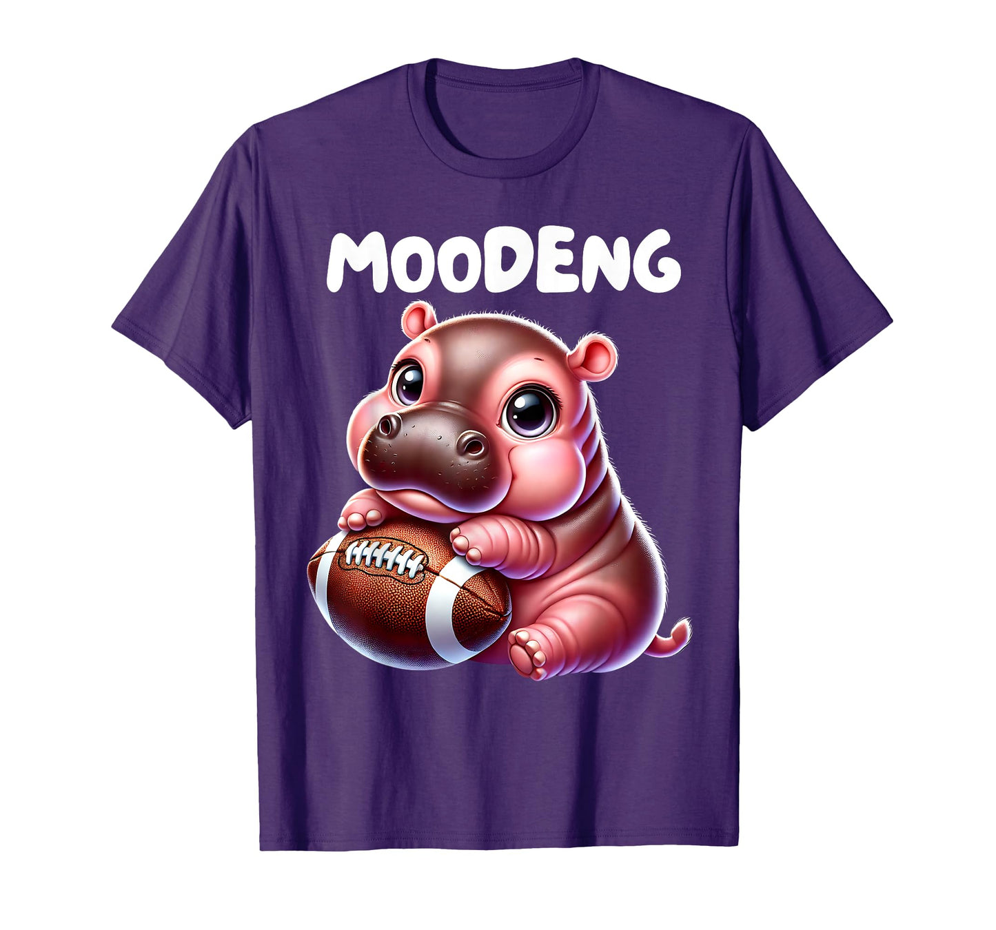 MooDeng American Football Sport Cute Baby Pygmy Hippo Meme T-Shirt