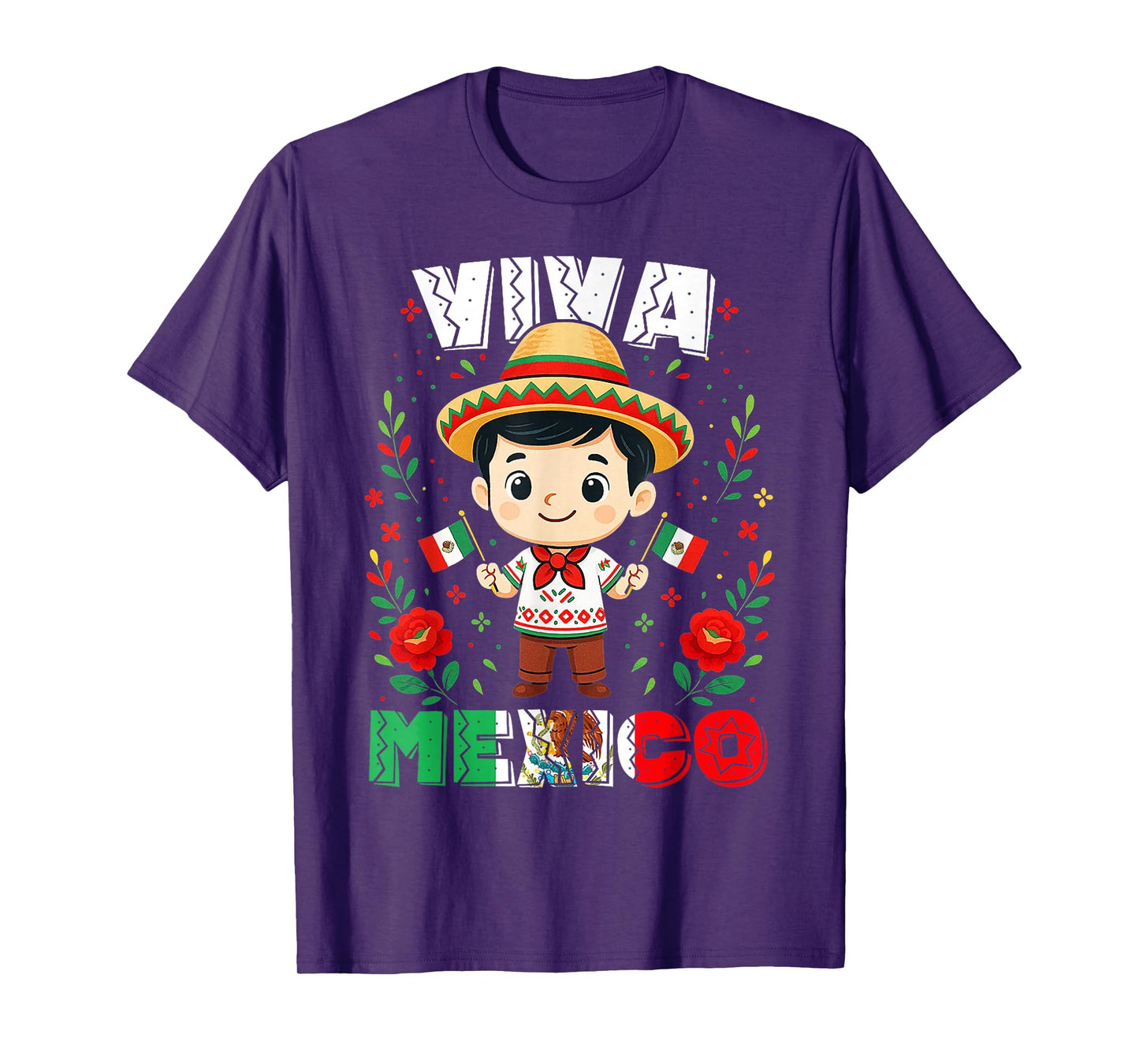 Viva Mexico Mexican Boy Flag Independence Day Boys Kids T-Shirt
