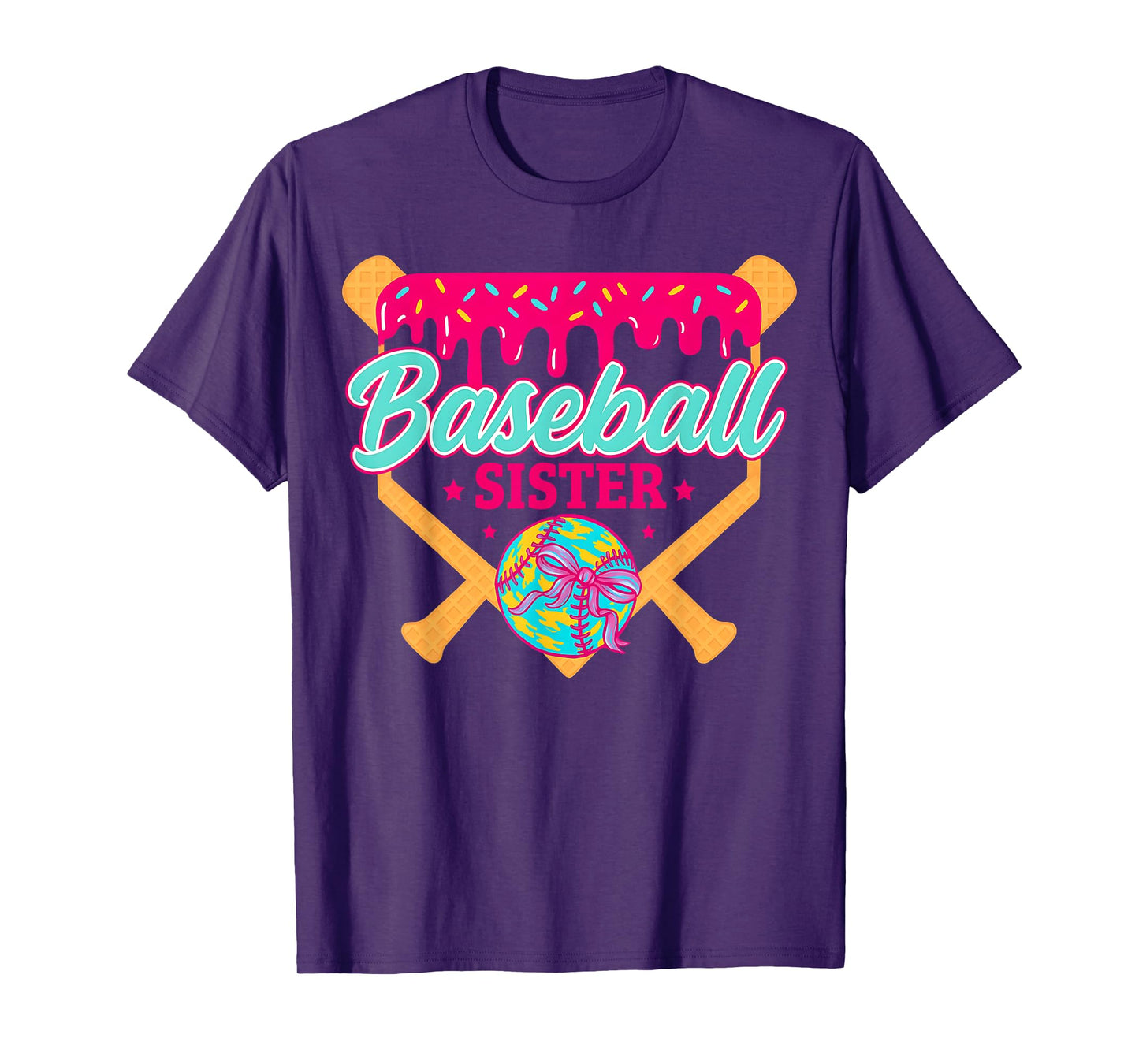 Baseball Sister Drip Ice Cream Baseball Game Day T-Shirt