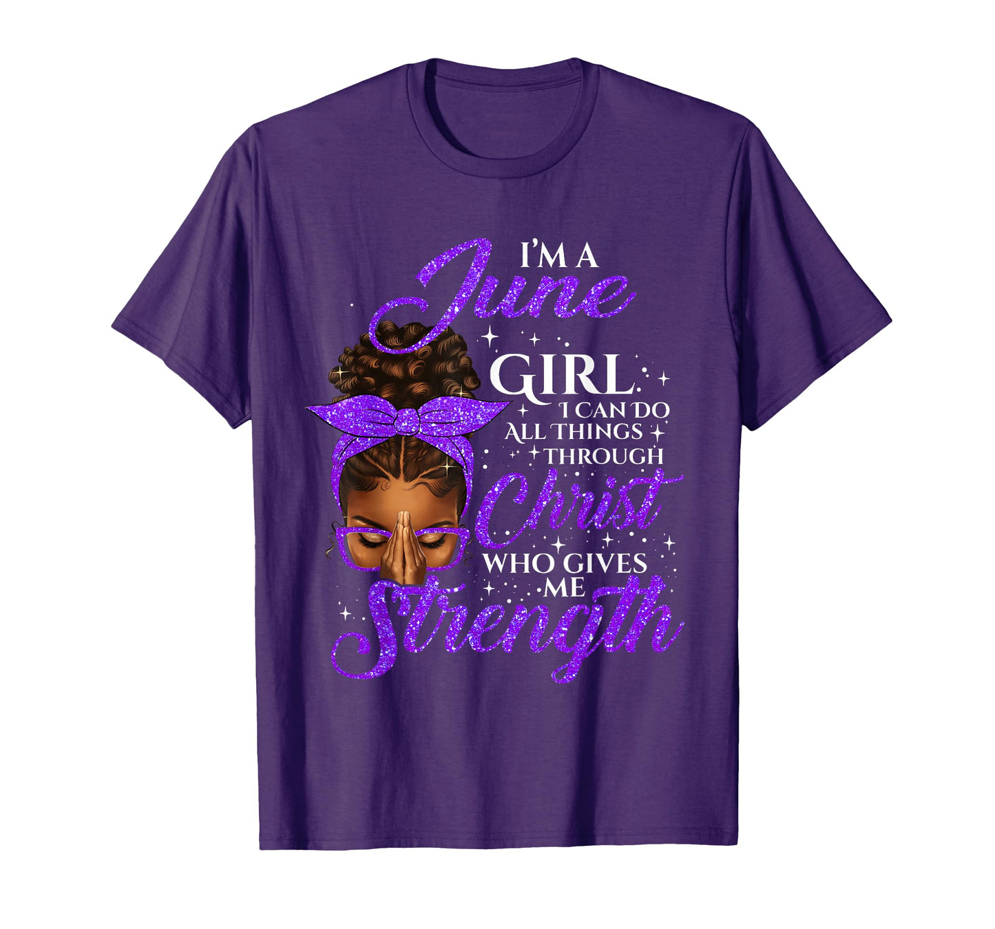 June Girl Birthday Black Women Afro Christian Saying T-Shirt