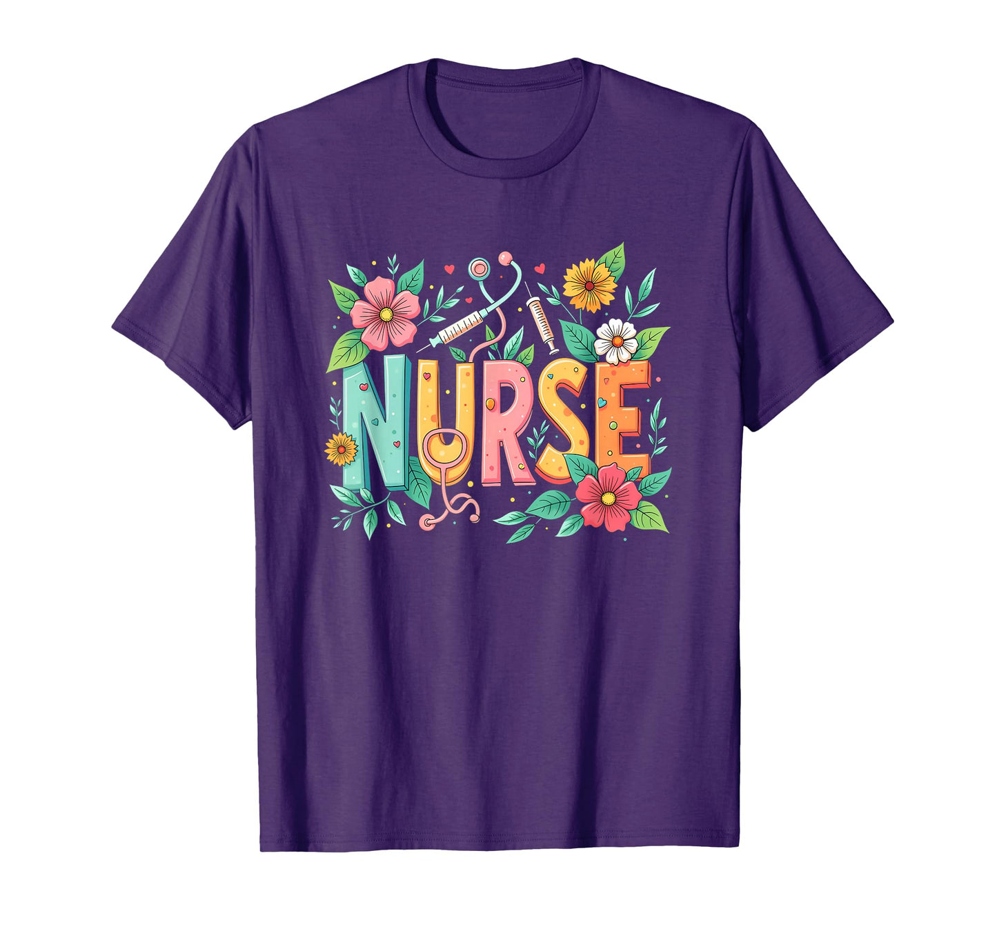 Cute Retro Groovy Nurse Flower Nursing 0CT9JL T-Shirt