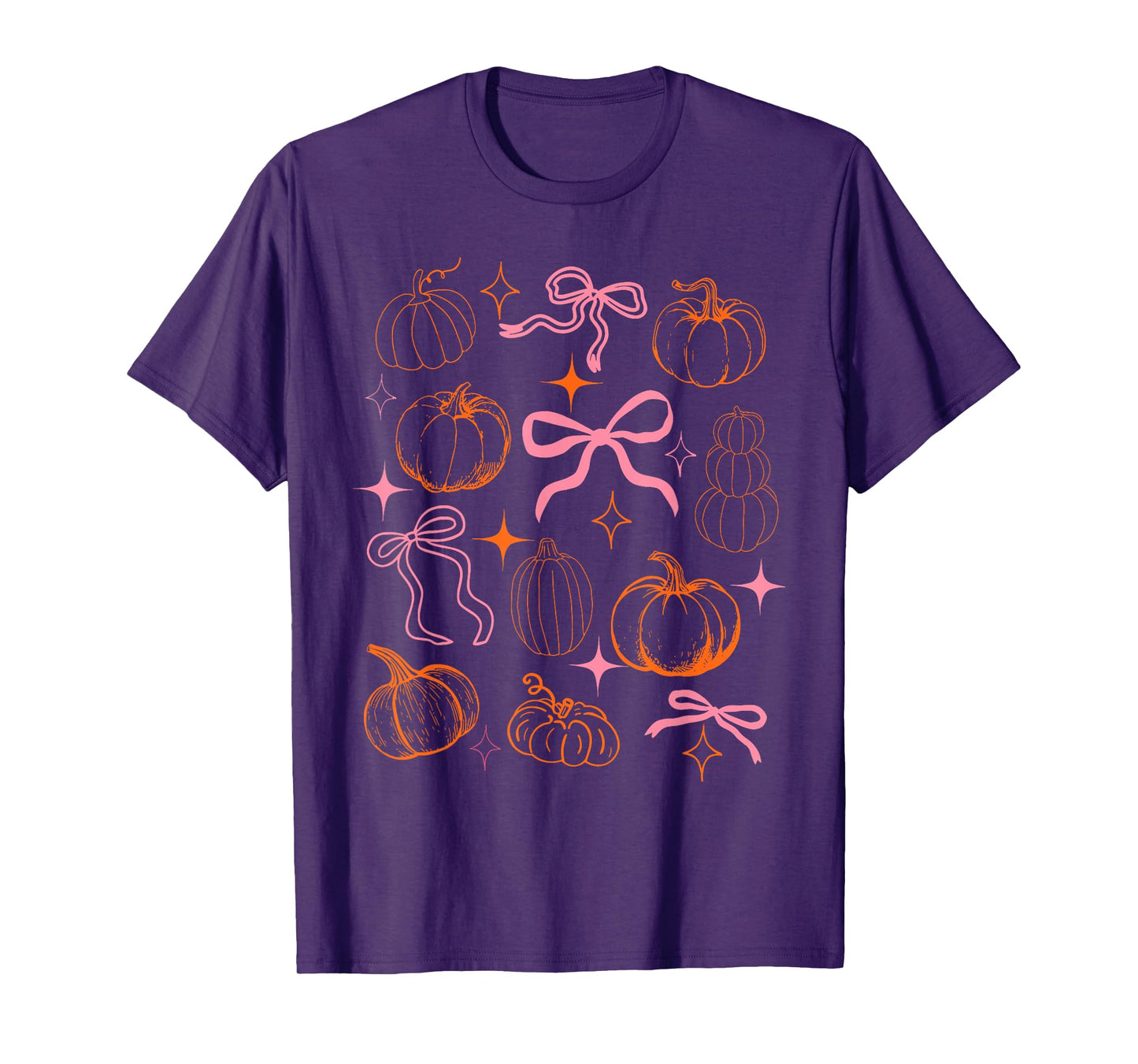 Coquette Bow Pumpkin Season Leaves Thanksgiving Autumn Fall T-Shirt