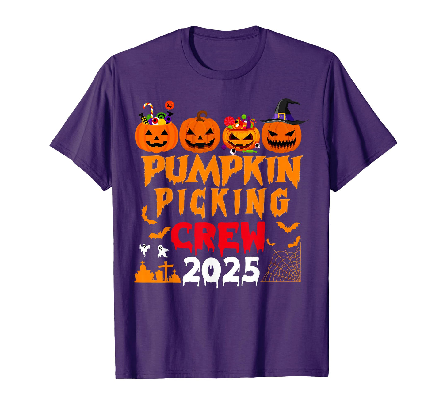 Retro Pumpkin Picking Crew Halloween 2025 Matching Group T-Shirt