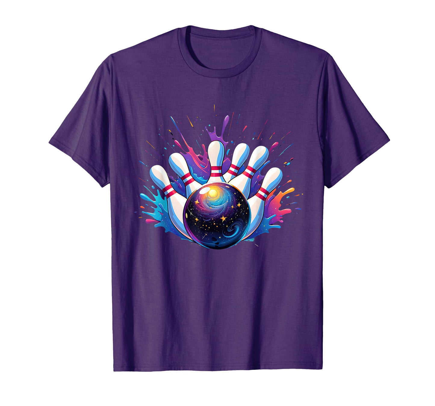 Bowling Game Day Colorful Bowling Paint Splatter Splash T-Shirt