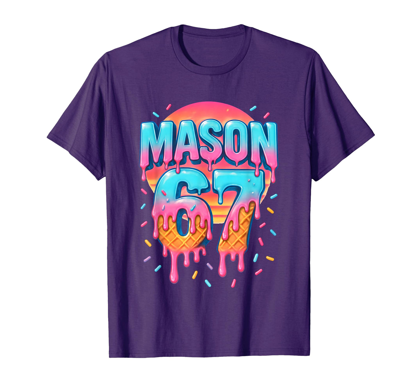 Mason 67 Costume Ice Cream Baseball Drip 6 7 Meme Six Seven T-Shirt