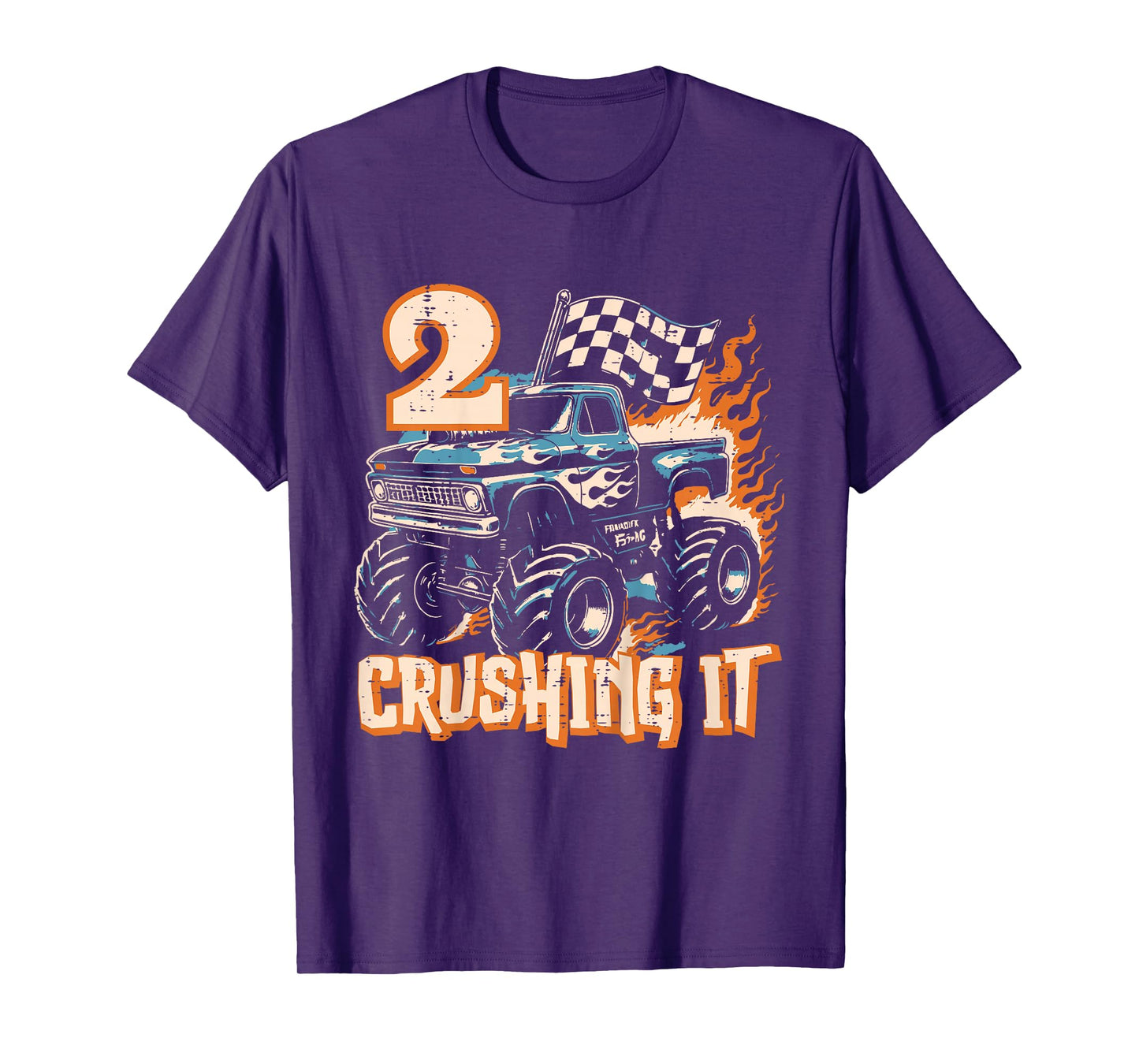 Kids 2 Crushing It Monster Truck 2nd Birthday Bday Boys Toddler T-Shirt