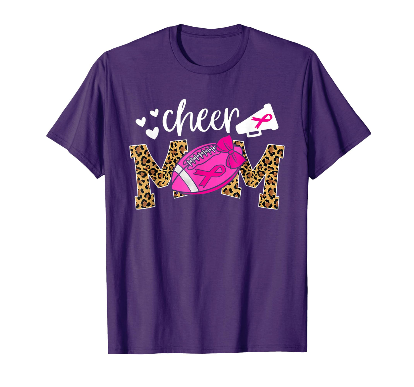 Football Cheer Mom Pink Leopard Breast Cancer Awareness T-Shirt