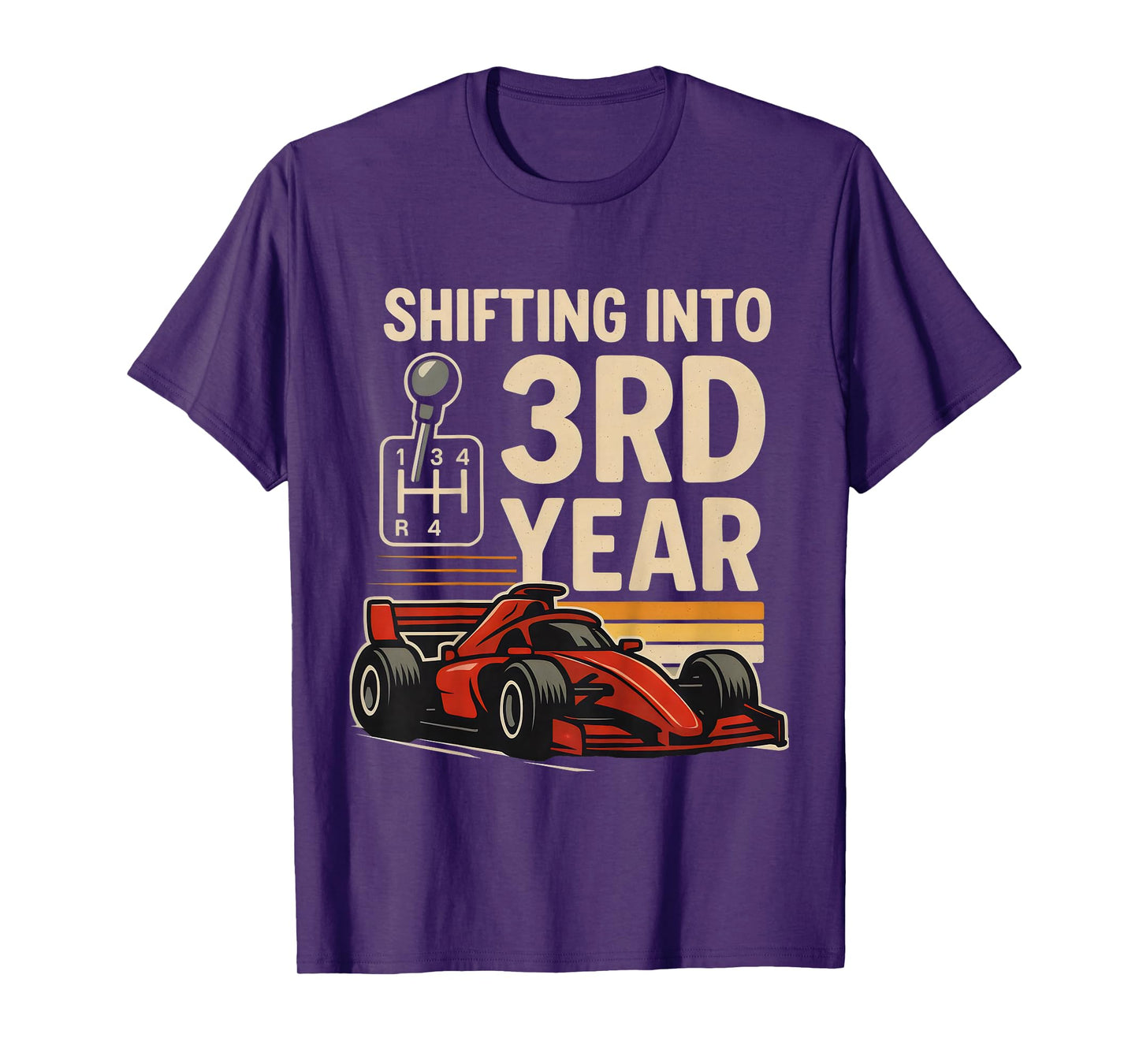 Kids Shifting into 3rd Year Girl Boy Racing Car 3rd Birthday T-Shirt
