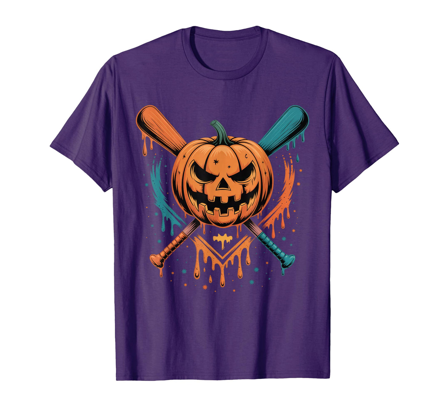 Pumpkin Halloween Baseball Ice Cream Drip Spooky Boys Youth T-Shirt