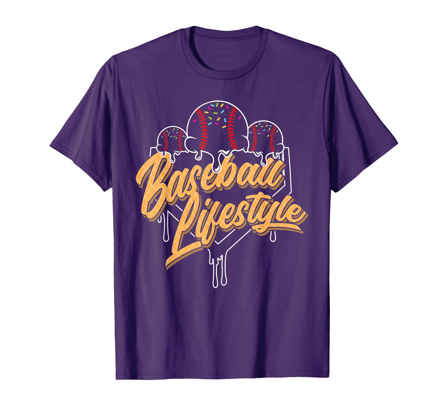 Baseball Lifestyle Home Plate Ice Cream Drip Men Boys Youth T-Shirt