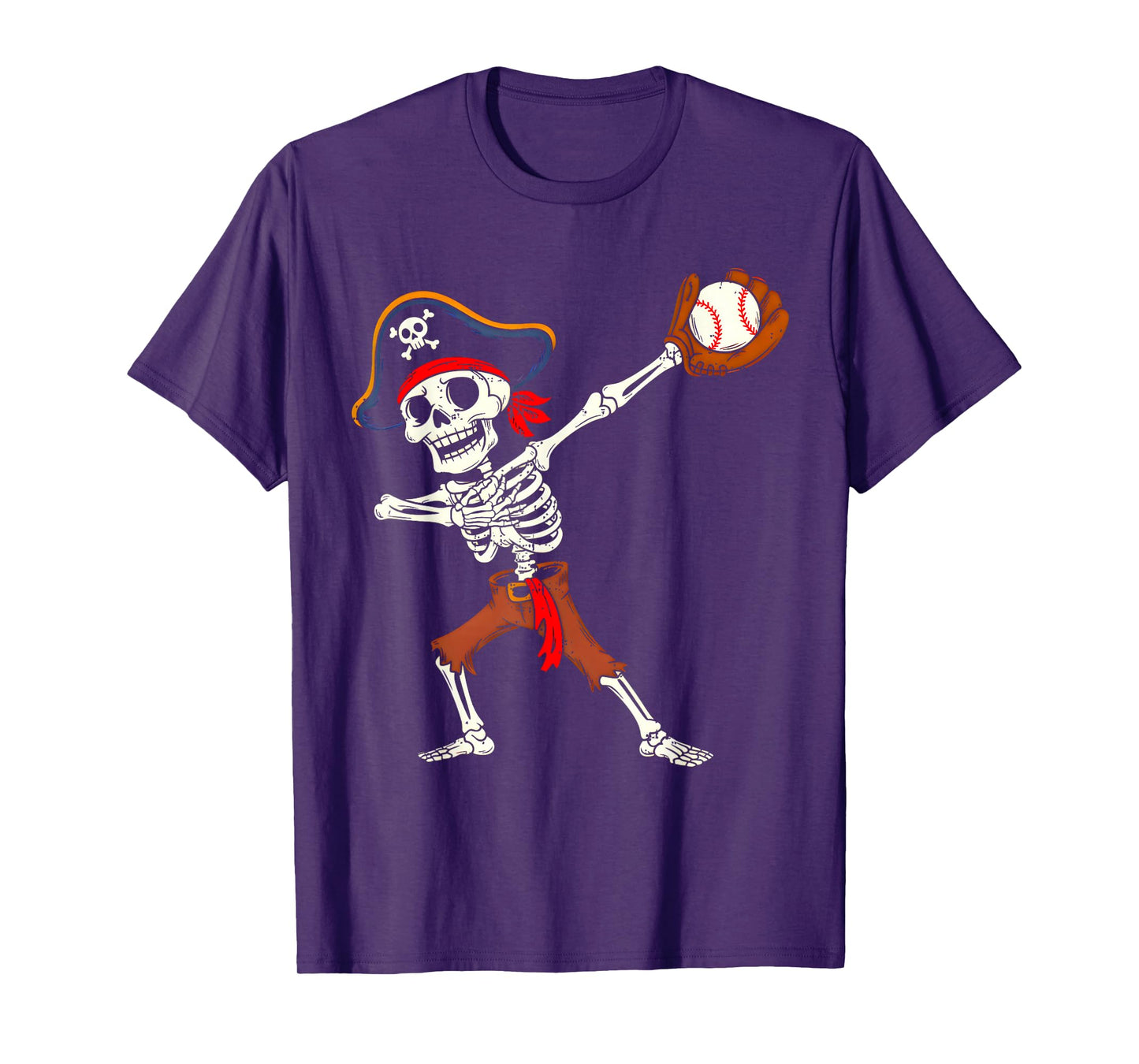 Skeleton Pirate Baseball Halloween Costume Boys Kids Toddler T-Shirt