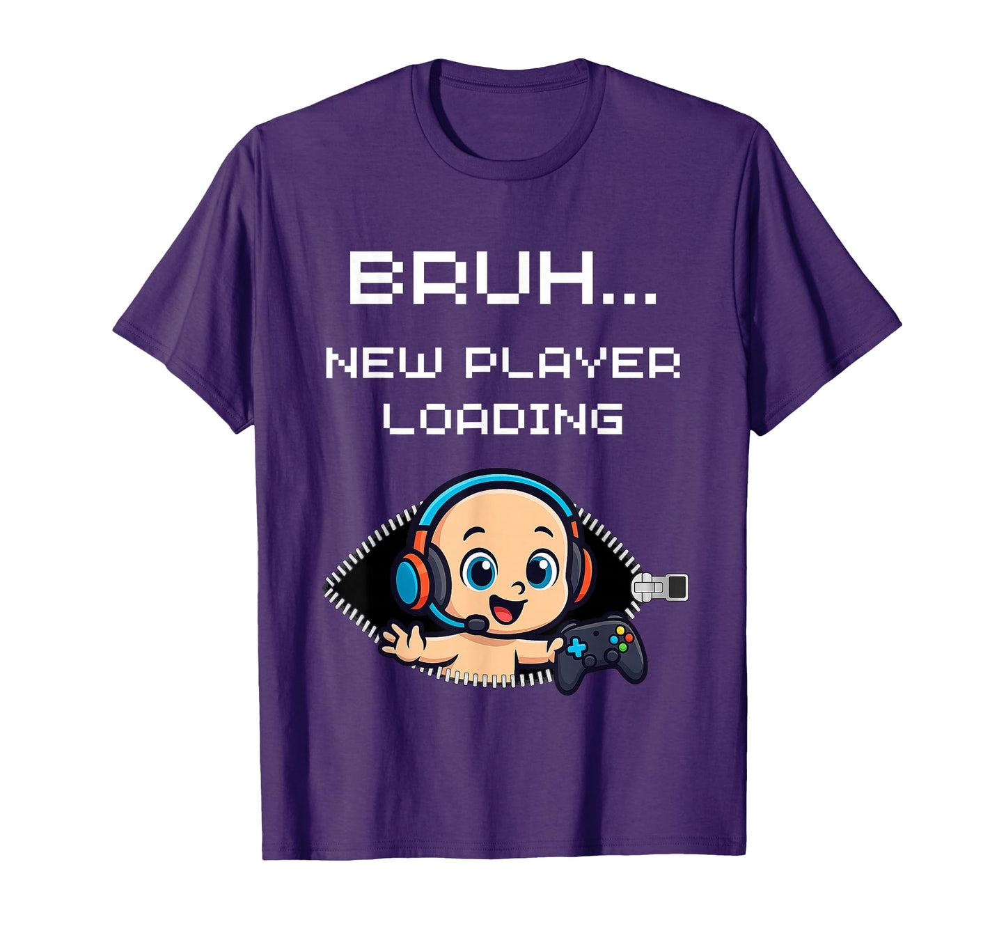 Funny Gamer Pregnancy Announcement – Bruh New Player Loading T-Shirt