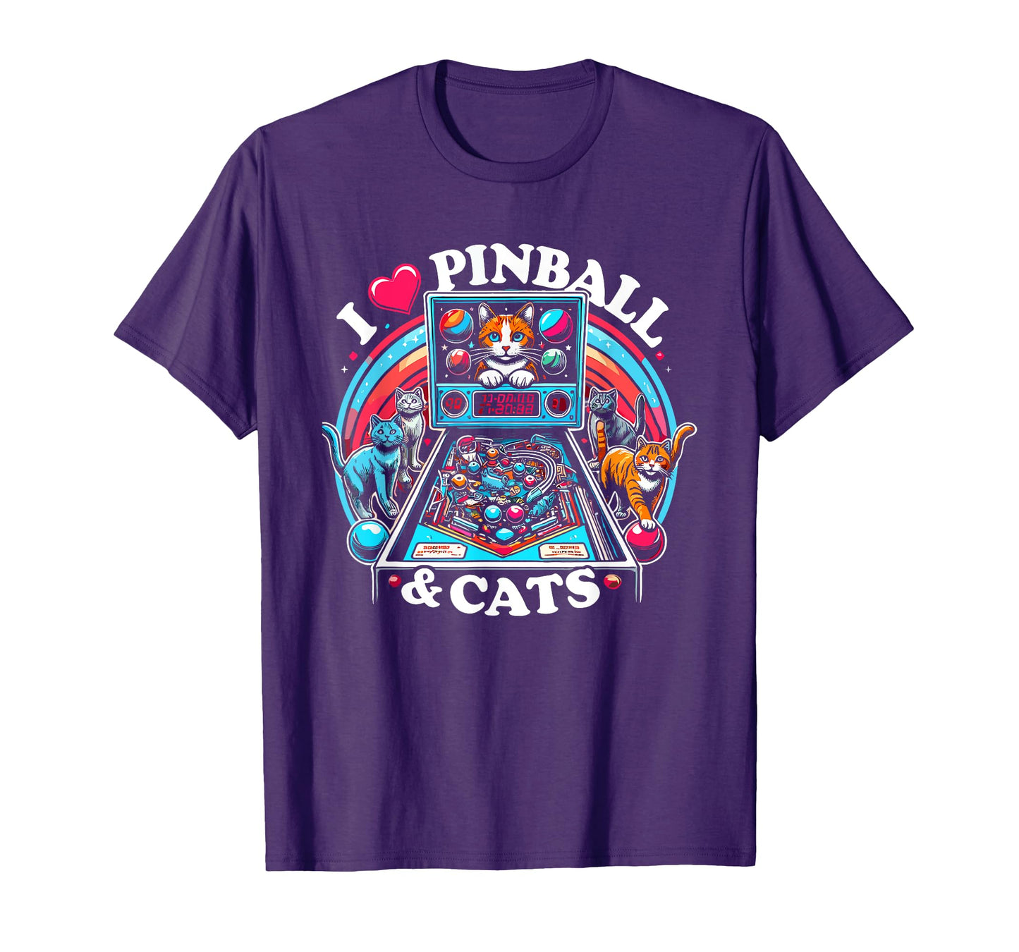 Pinball and Cats 90s Nostalgia Pinball Wizard Pet Cat Lover Men Women T-Shirt