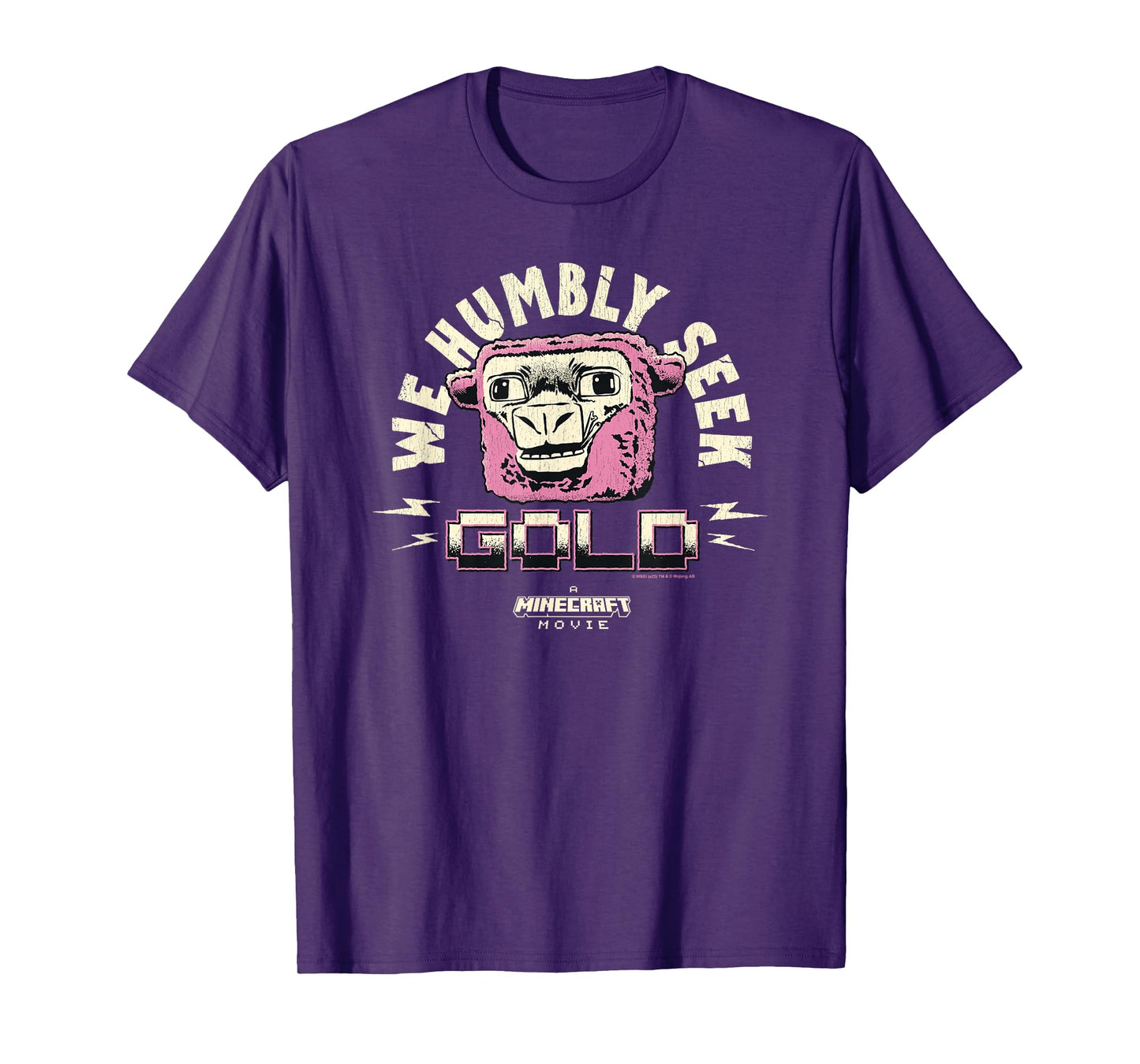 A Minecraft Movie We Humbly Seek Gold Funny Pink Sheep T-Shirt