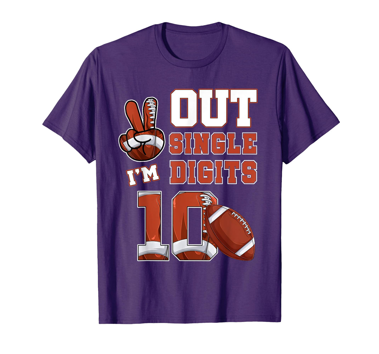 Funny Double Digits Birthday Football 10th Birthday Boy Kids T-Shirt