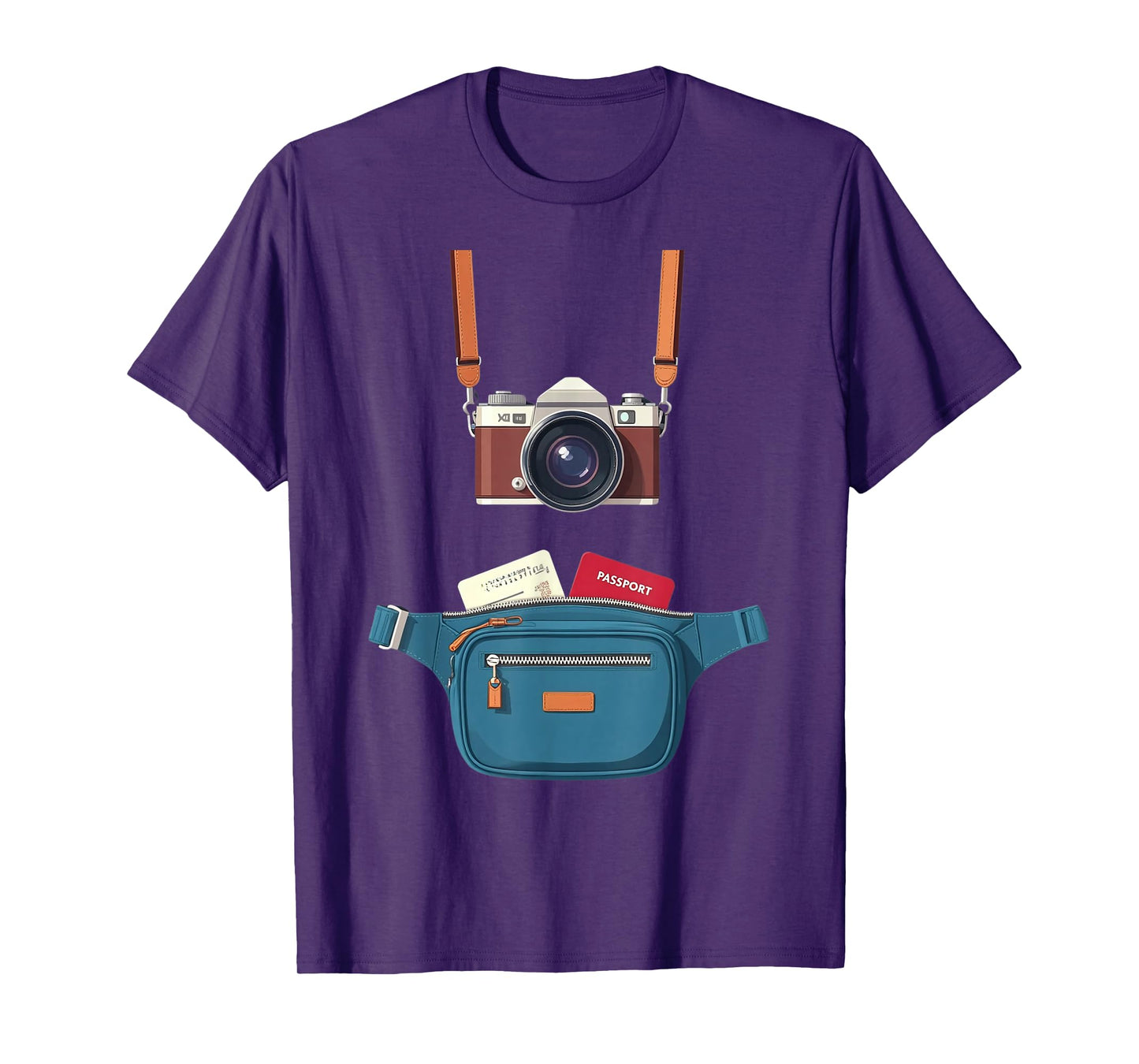 Tourist Spirit Day Camera Passport Map And Camera Tourism T-Shirt