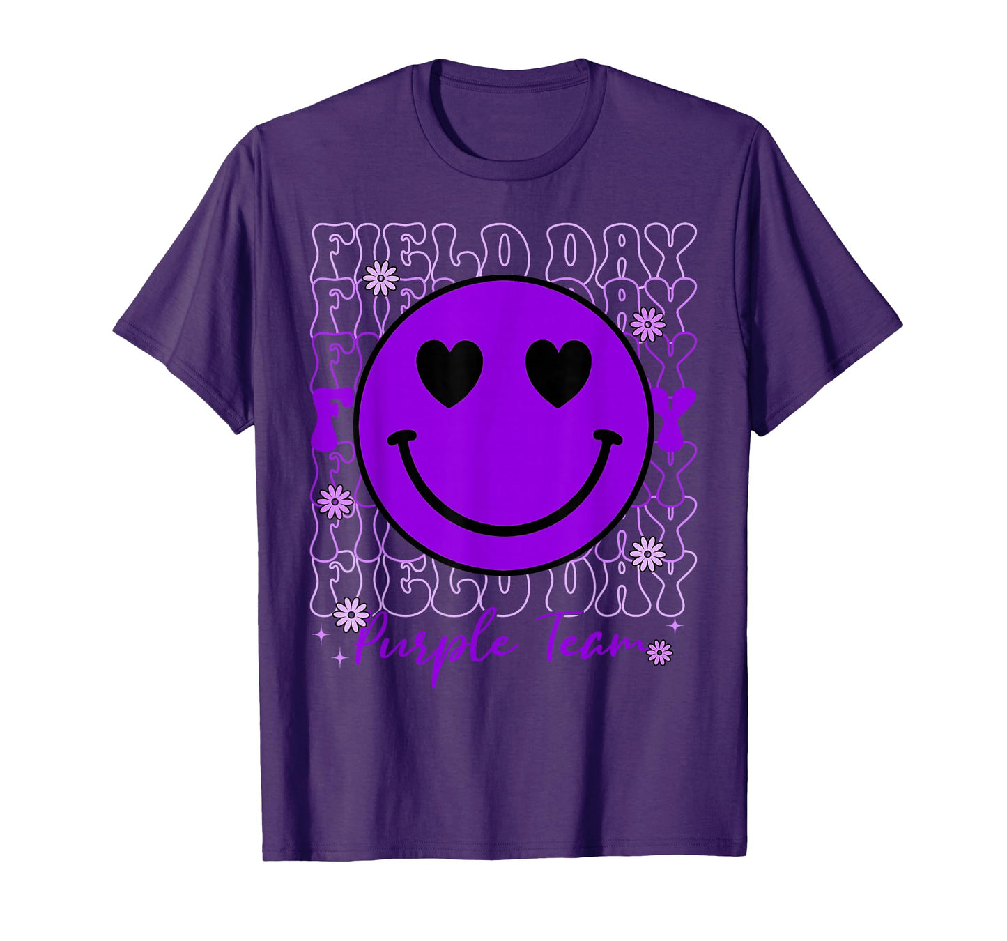 Field Day Purple Team Smile Face Field Day Games Kid Teacher T-Shirt