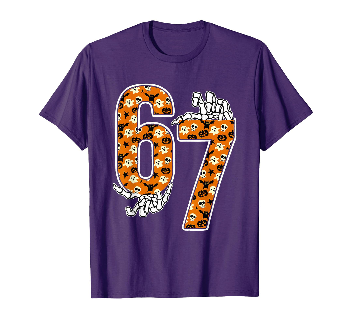 67 Halloween Meme 6 7 Numbers Six Seven Funny Kids Skeleton T-Shirt