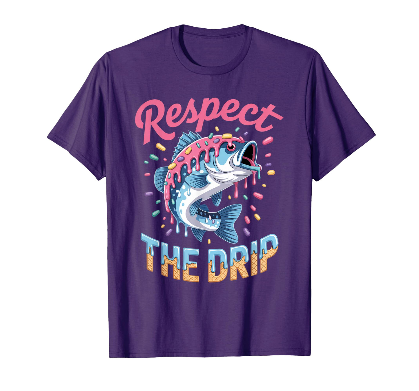 Boys Fishing Shirt Respect The Drip Drippy Birthday Graphic T-Shirt