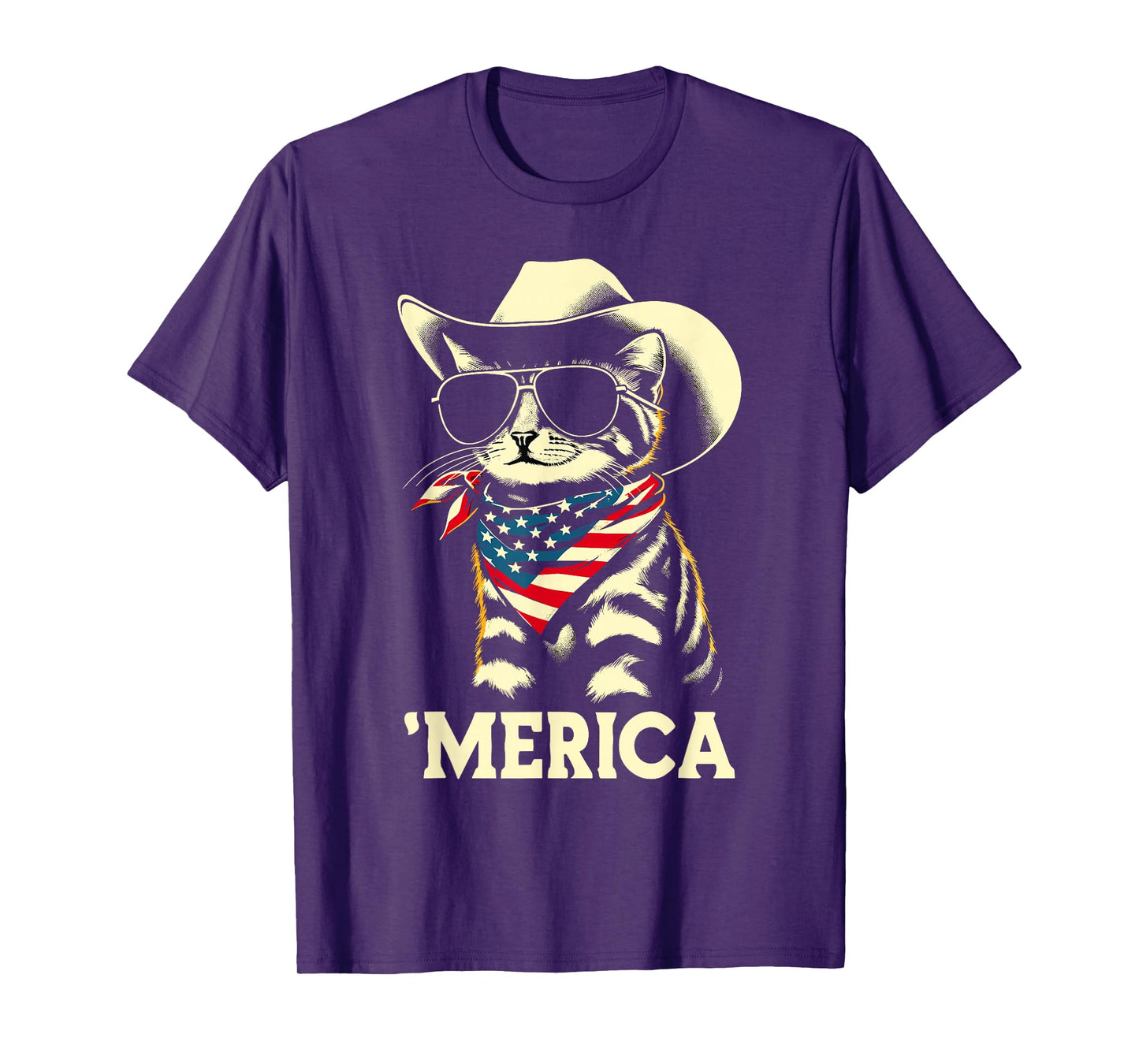 USA 'Merica Cat 4th of July Men Women Kids Funny Patriotic T-Shirt