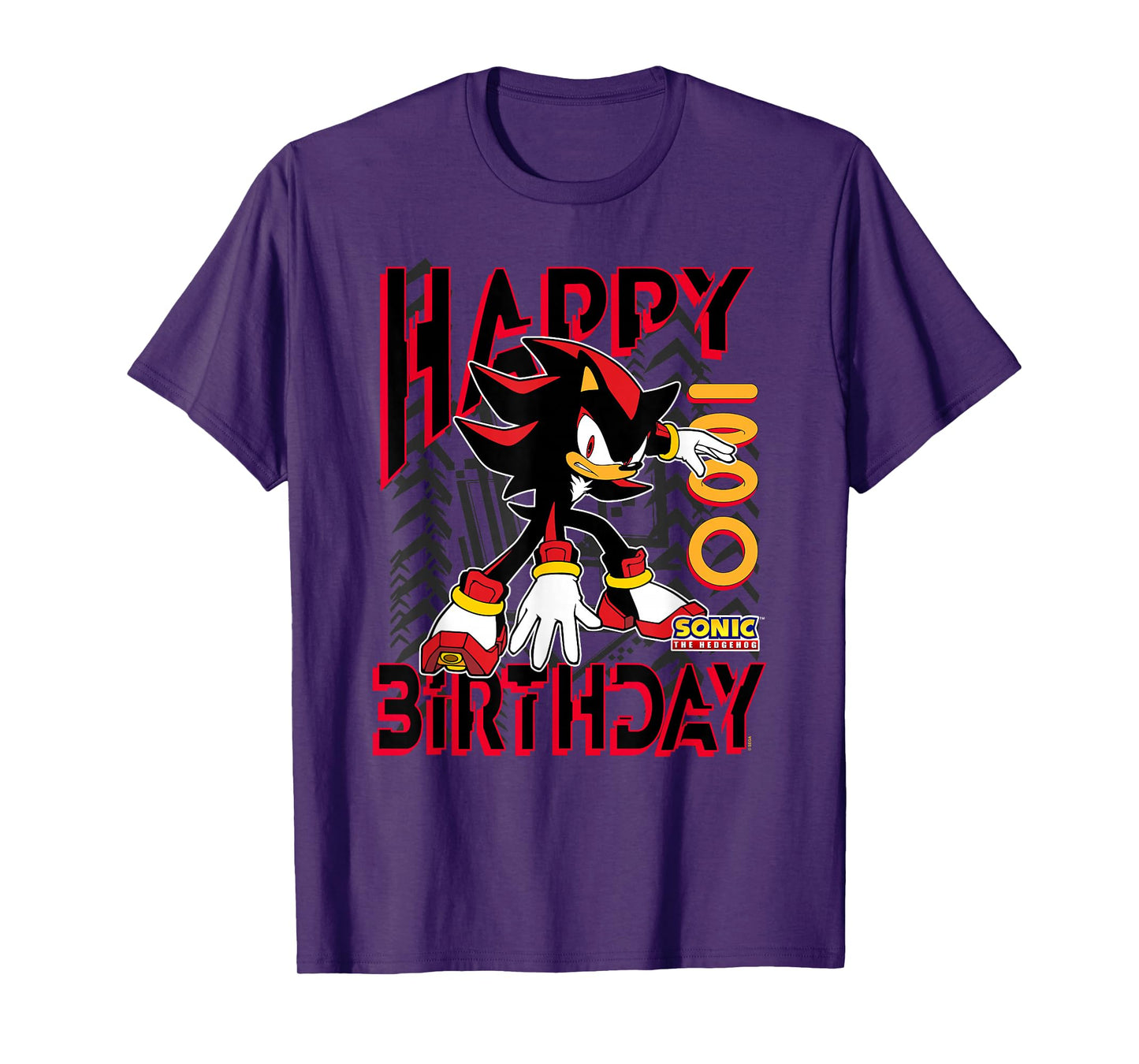 Sonic The Hedgehog Happy Birthday Shadow Grid Chest Poster T-Shirt