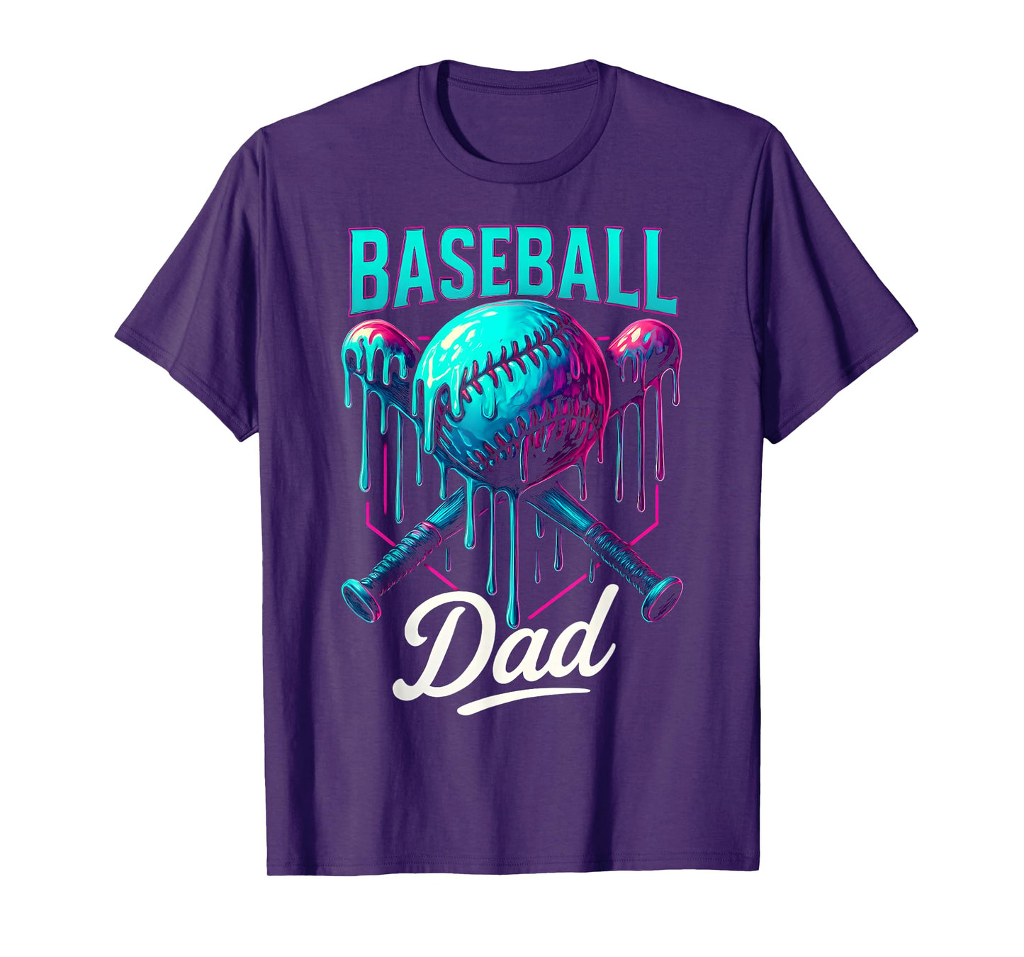Baseball Drip Dad Ice Cream Drip Baseball Men Father's Day T-Shirt