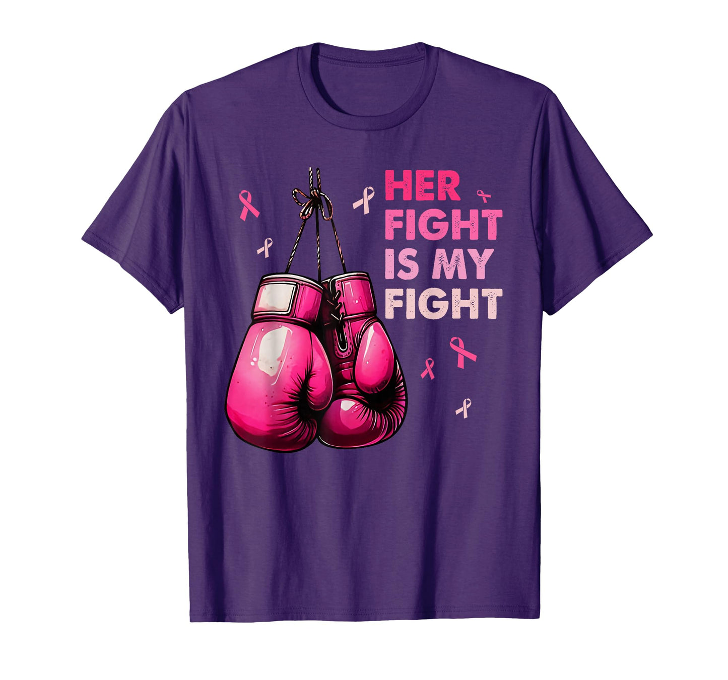 Breast Cancer Awareness Husband Support Squad Boxing Gloves T-Shirt
