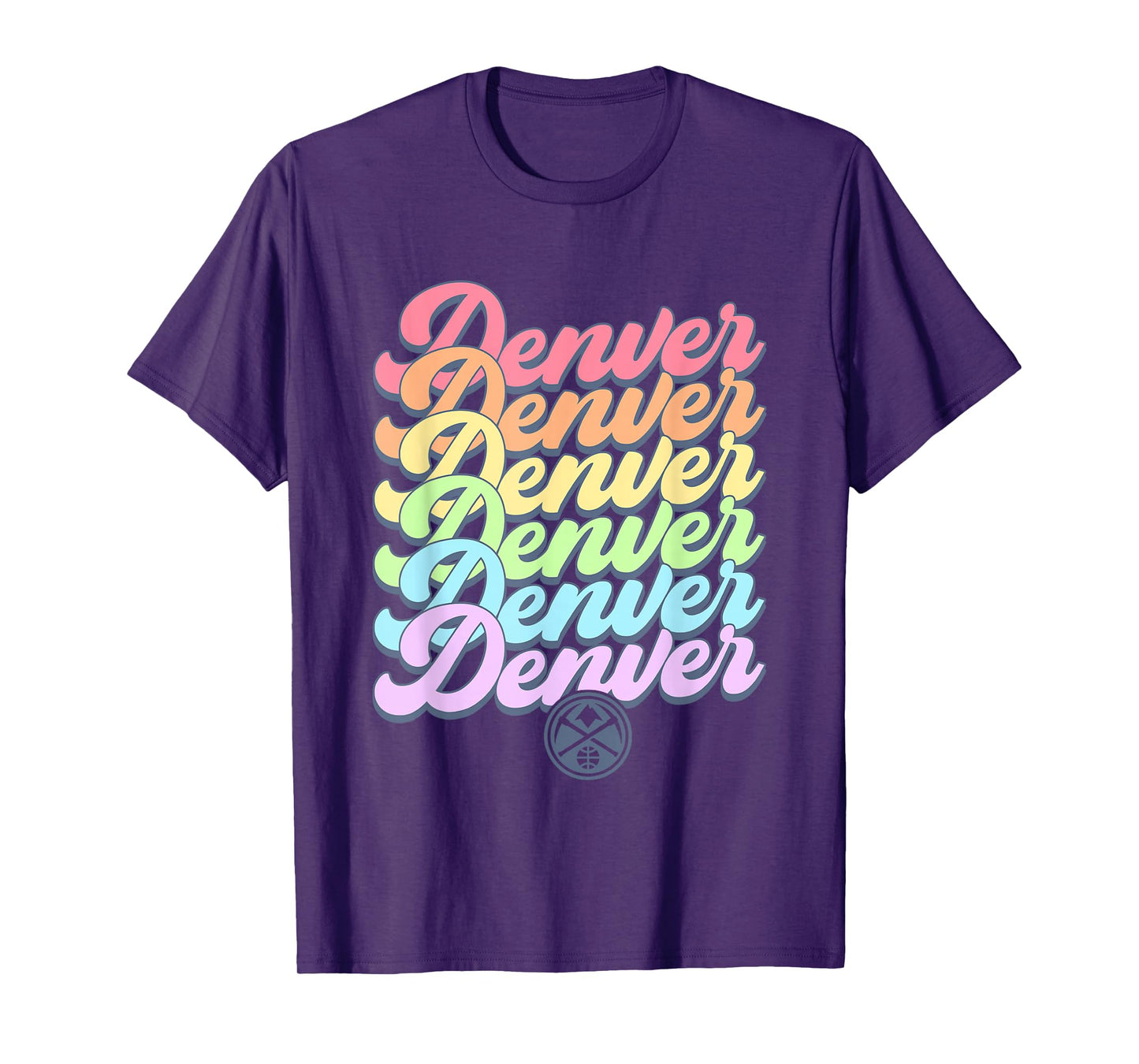 NBA Denver Nuggets Pastel Rainbow Pride Stack T-Shirt