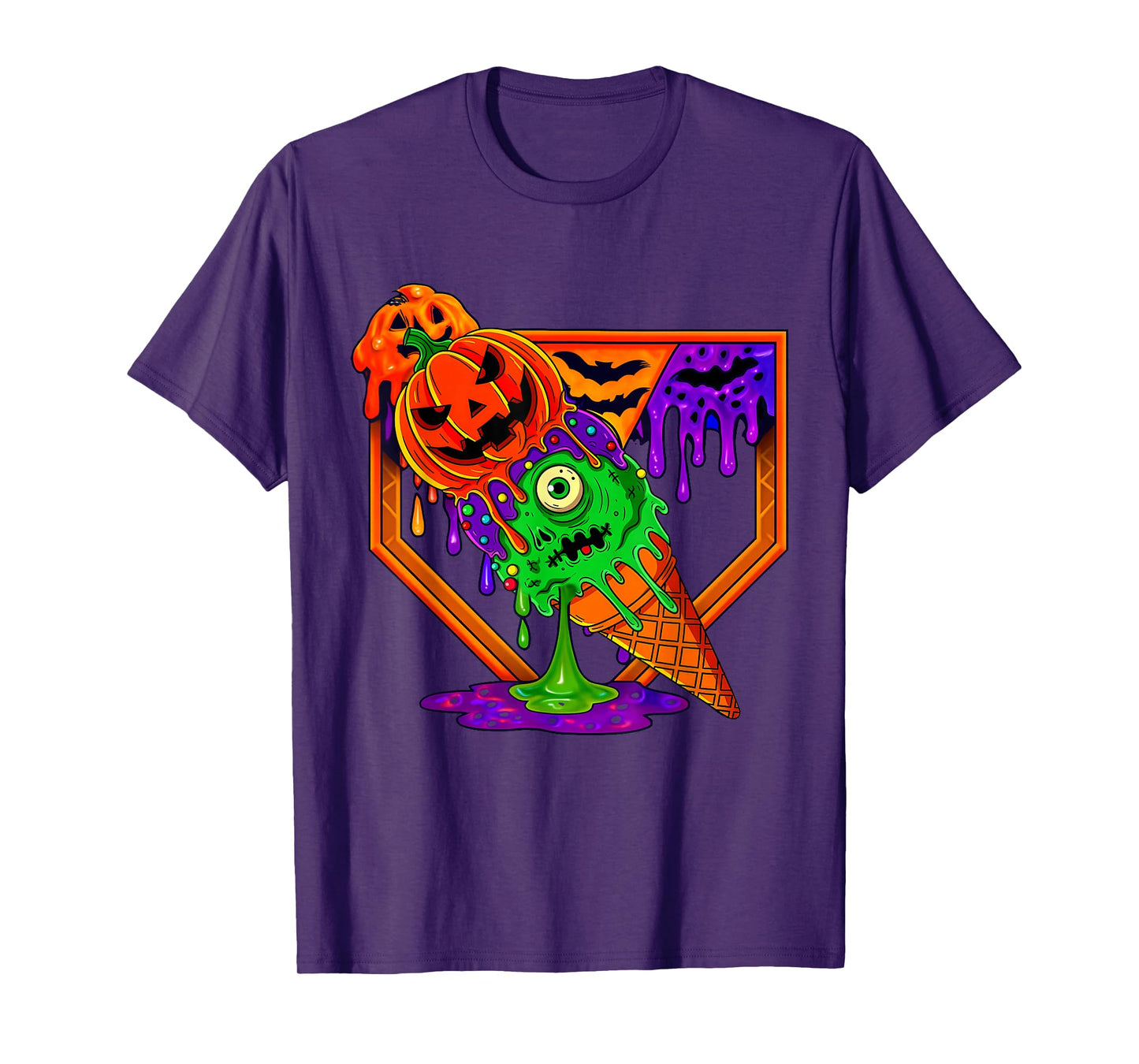 Funny Halloween Baseball Ice Cream Drip Boys Girls Youth T-Shirt