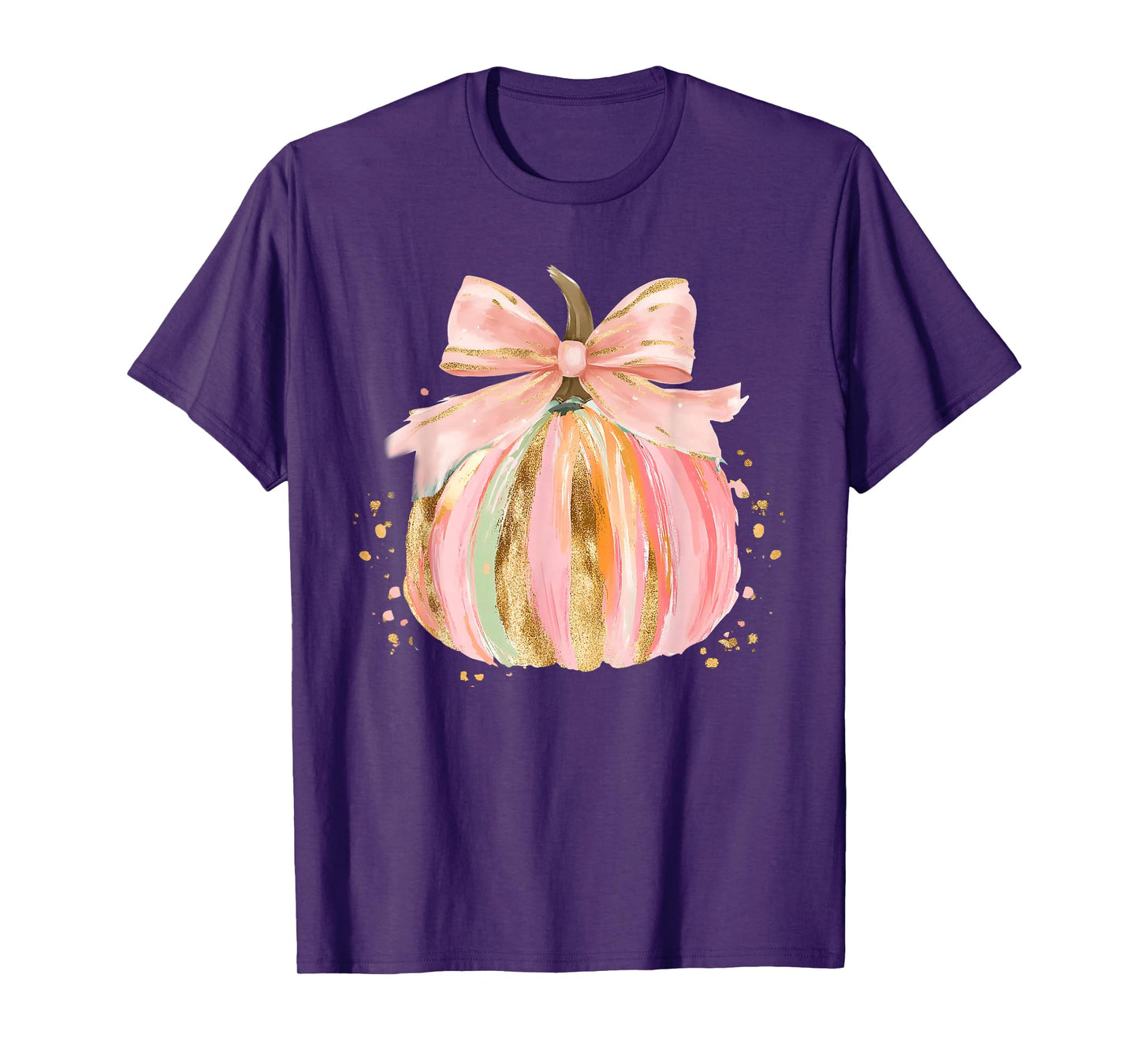 Pumpkin Season Coquette Bow Thanksgiving Autumn Fall Leaves T-Shirt