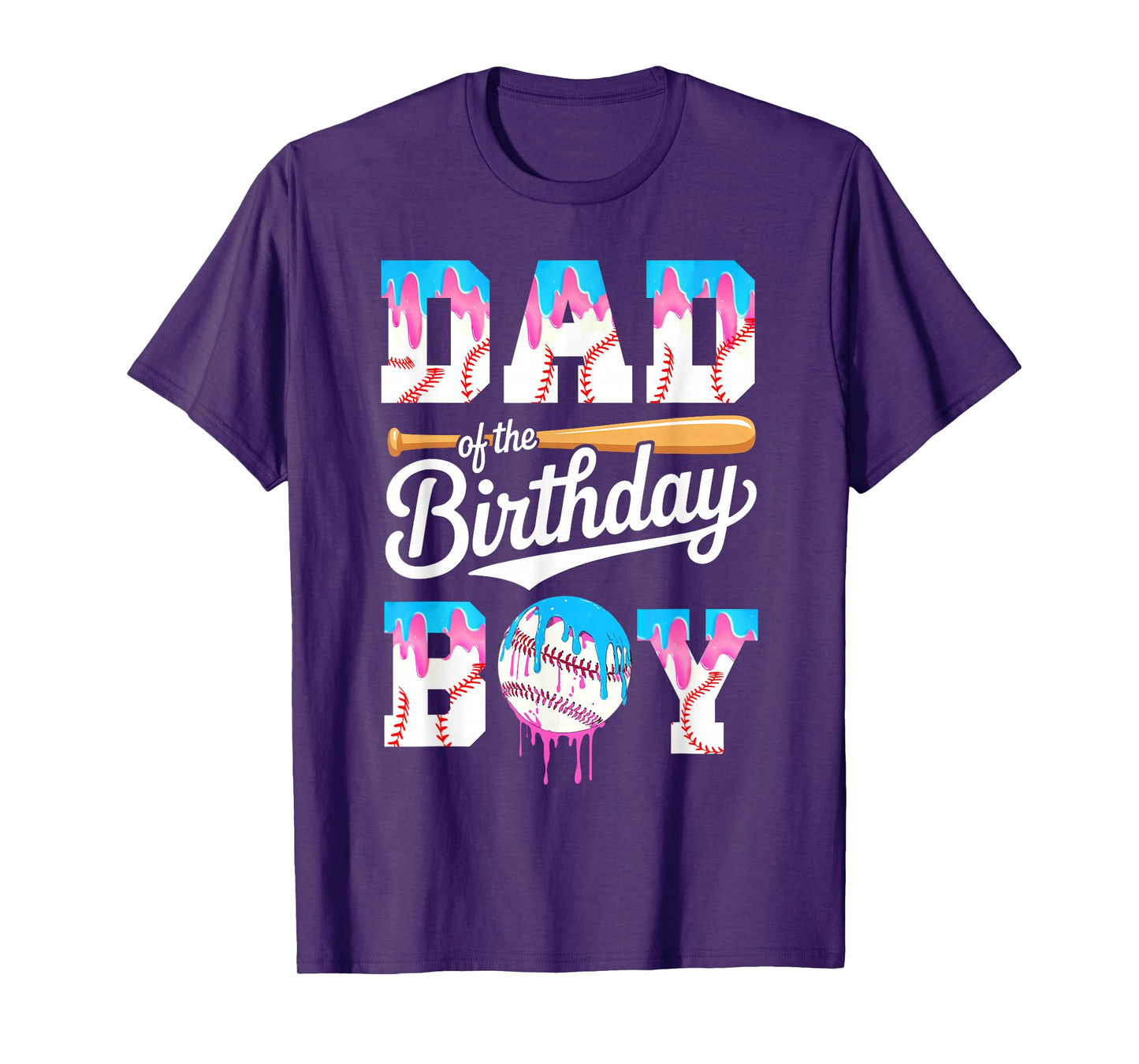 Dad Of The Birthday Boy Baseball Drip Family Matching T-Shirt