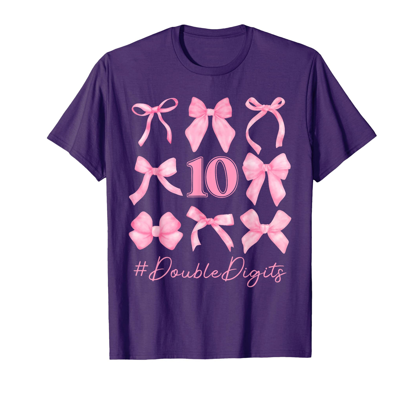 Cute Double Digits Birthday Girl 10th Birthday Coquette Bow T-Shirt