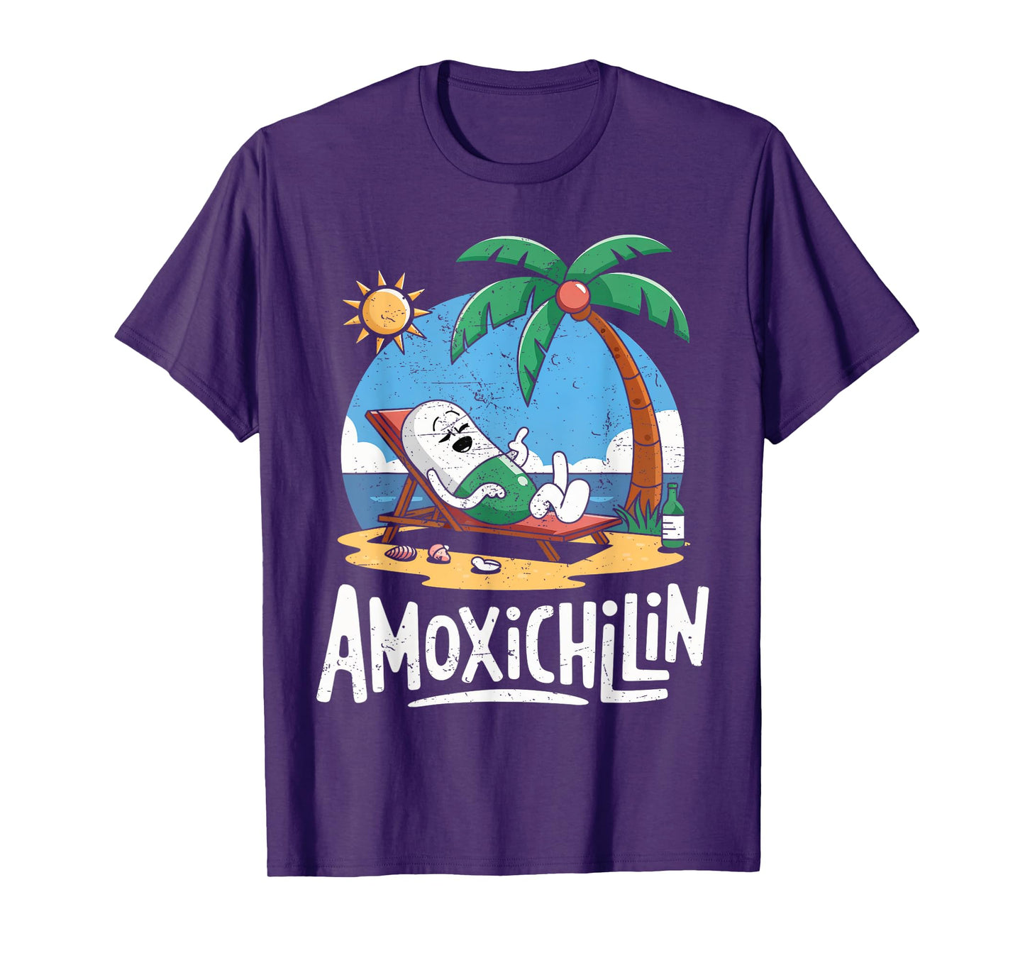 Amoxichillin Funny Pill Beach Vacation Pharmacy Technician T-Shirt