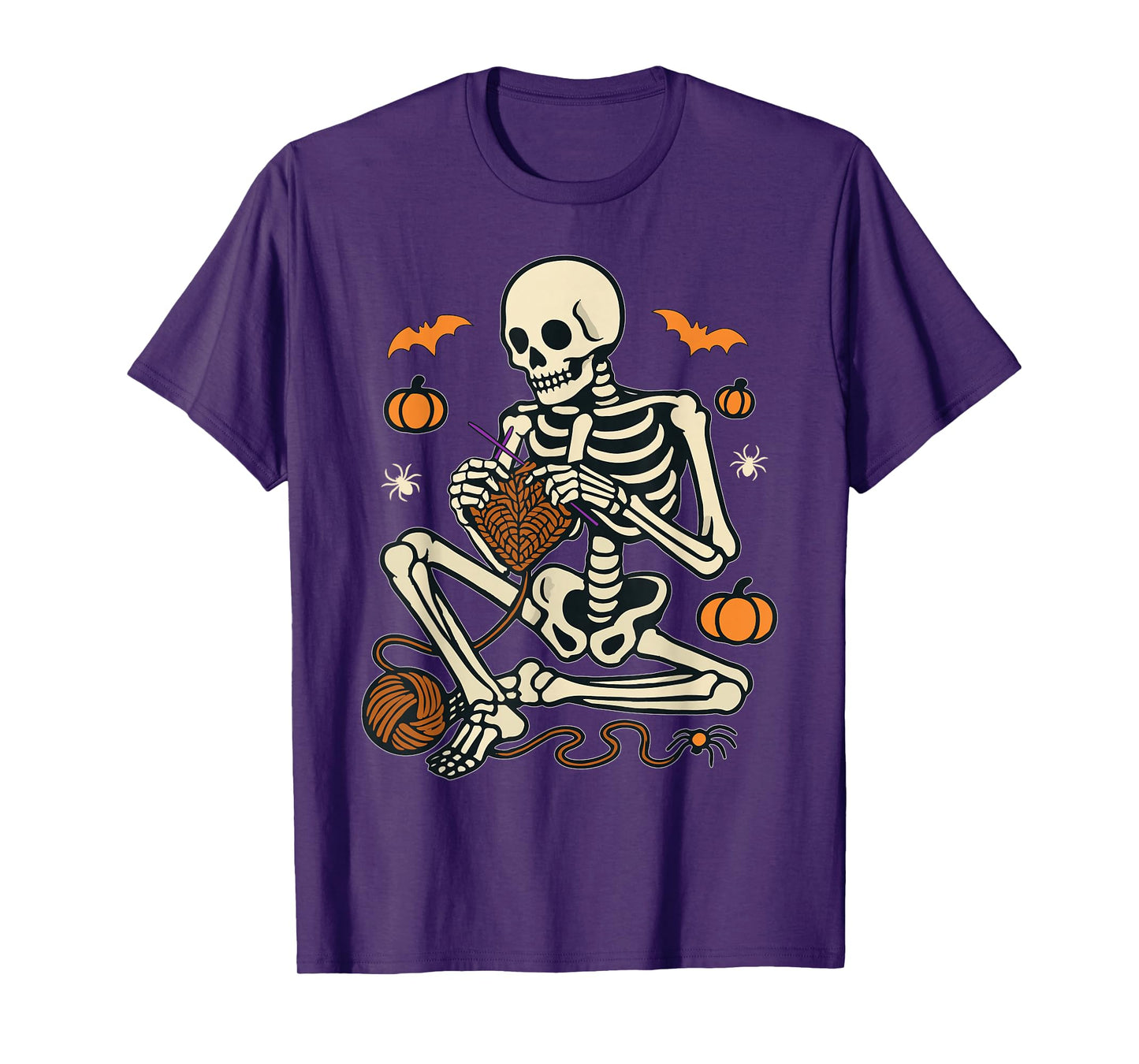 Skeleton Crochet Halloween Shirt for Yarn Lovers Women Men T-Shirt