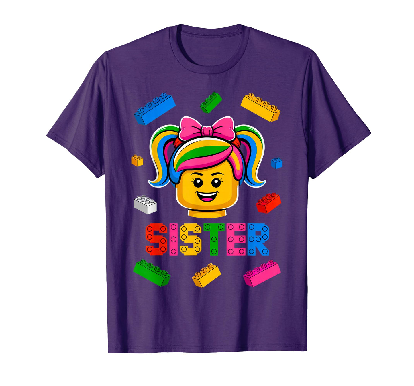 Family Sister Master Builder Building Bricks Blocks Girls T-Shirt