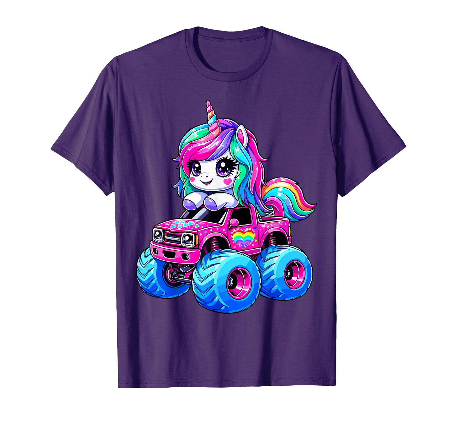 Cute Unicorn Riding Monster Truck T-Shirt
