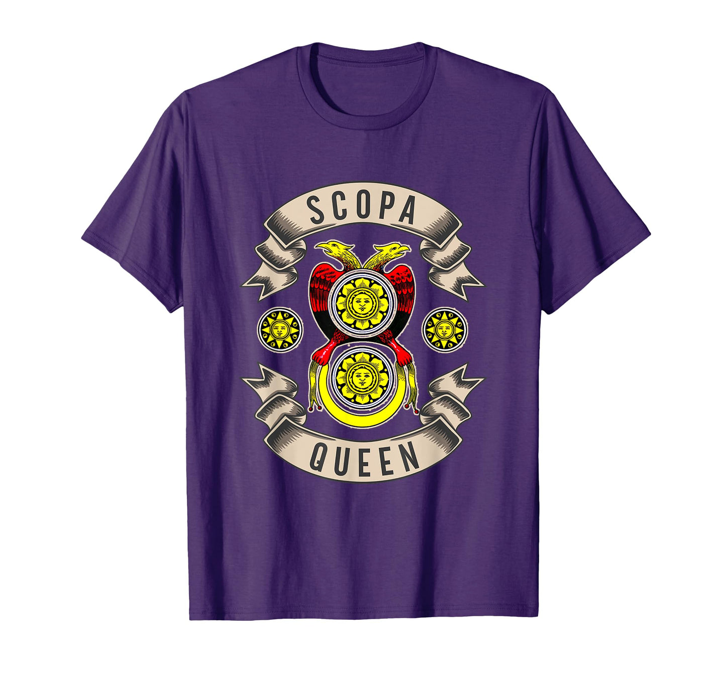 Scopa Queen Italian Card Game Girls Vintage Sun Women T-Shirt