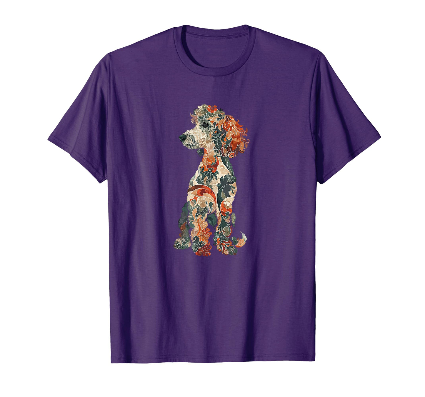 Womens & Girls Multicolored Cute Folk Art Poodle Lover T-Shirt