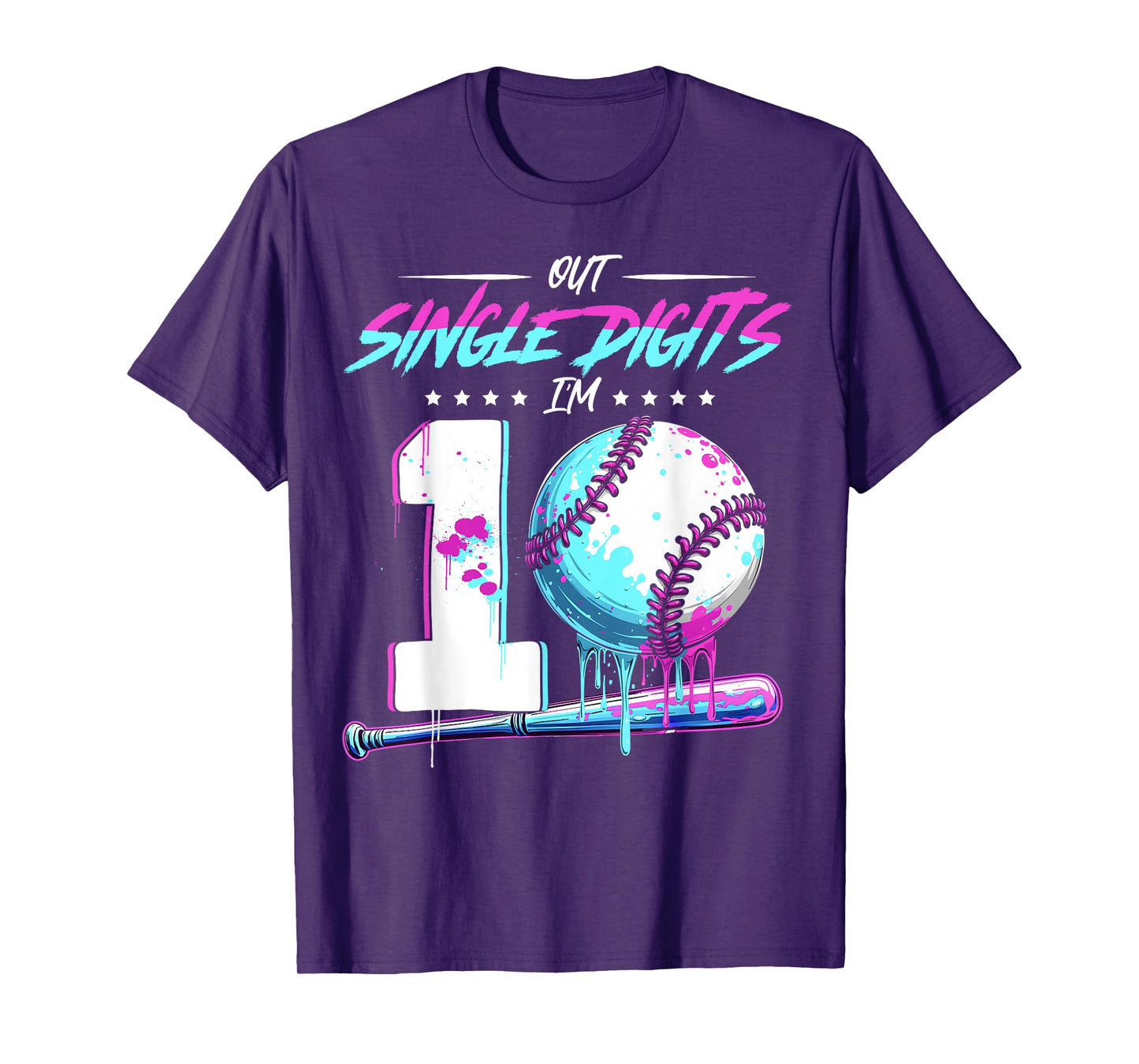 Baseball 10 Years Old Birthday Double Digits 10 Birthday Boy T-Shirt