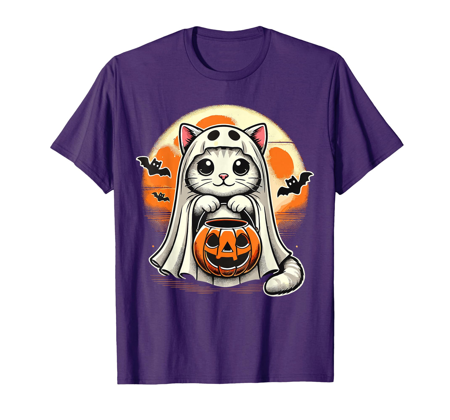 Cat Ghost Halloween Funny Cat T-Shirt