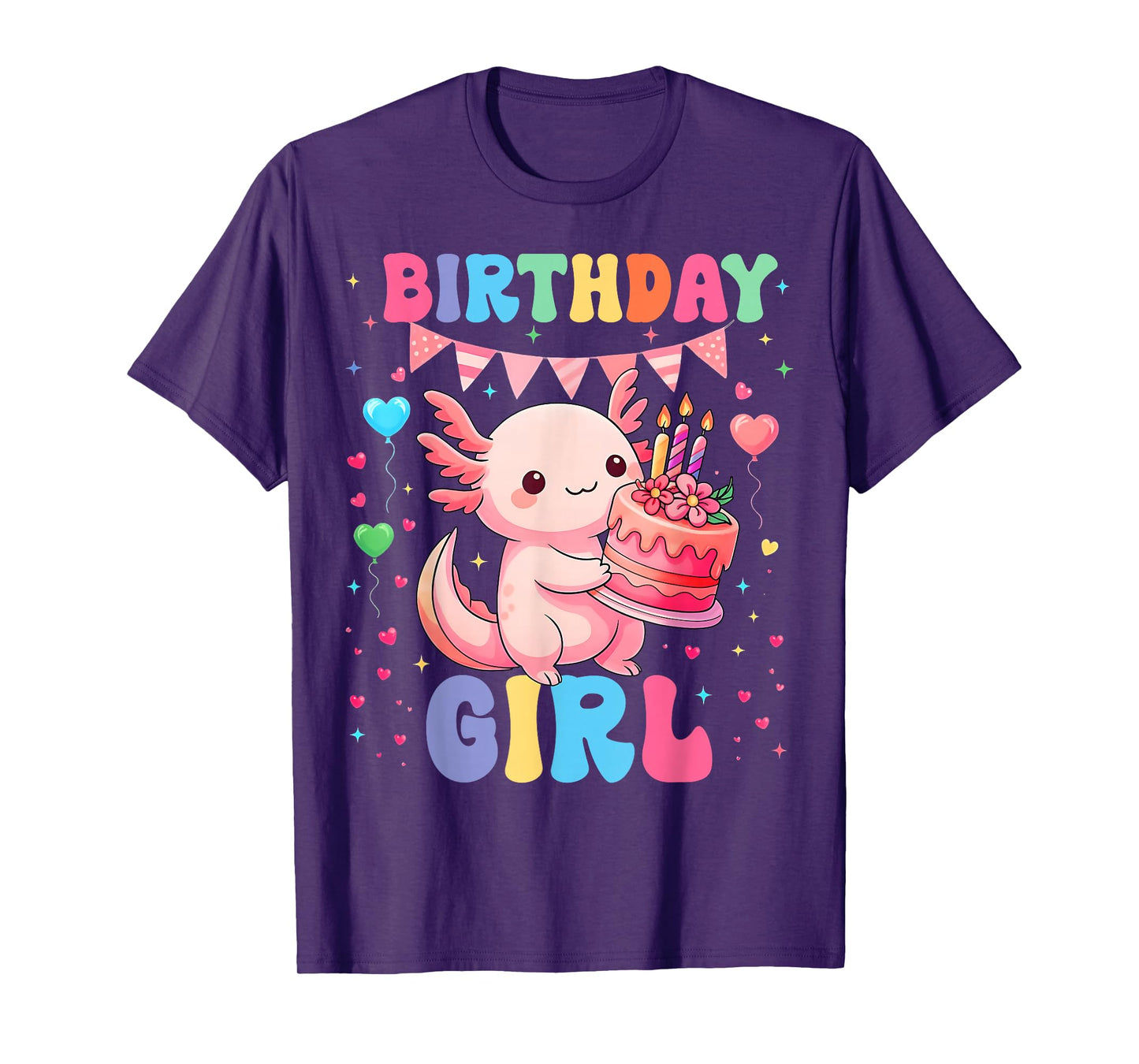 Cute Birthday Girl Axolotl Kawaii Family Party Girls Kid T-Shirt