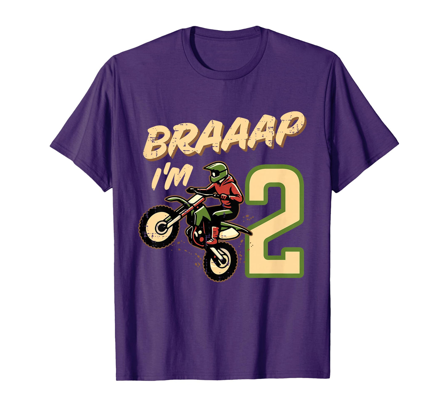 Kids Braaap Im 2 Dirt Bike 2nd Year Birthday Bday Motocross Boys T-Shirt