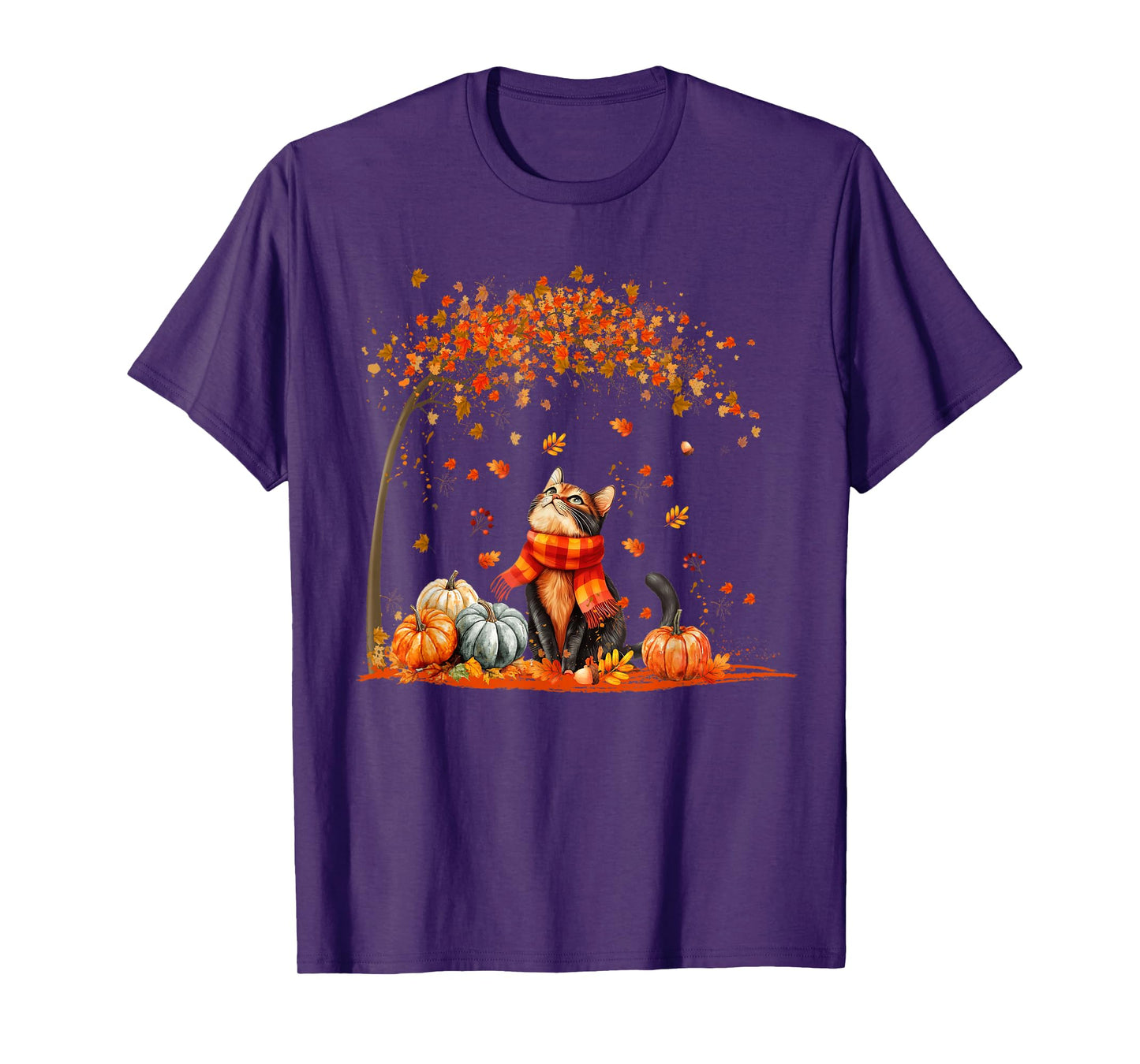 Cute Cat Leaf Fall Autumn Shirt for Cat Lovers T-Shirt