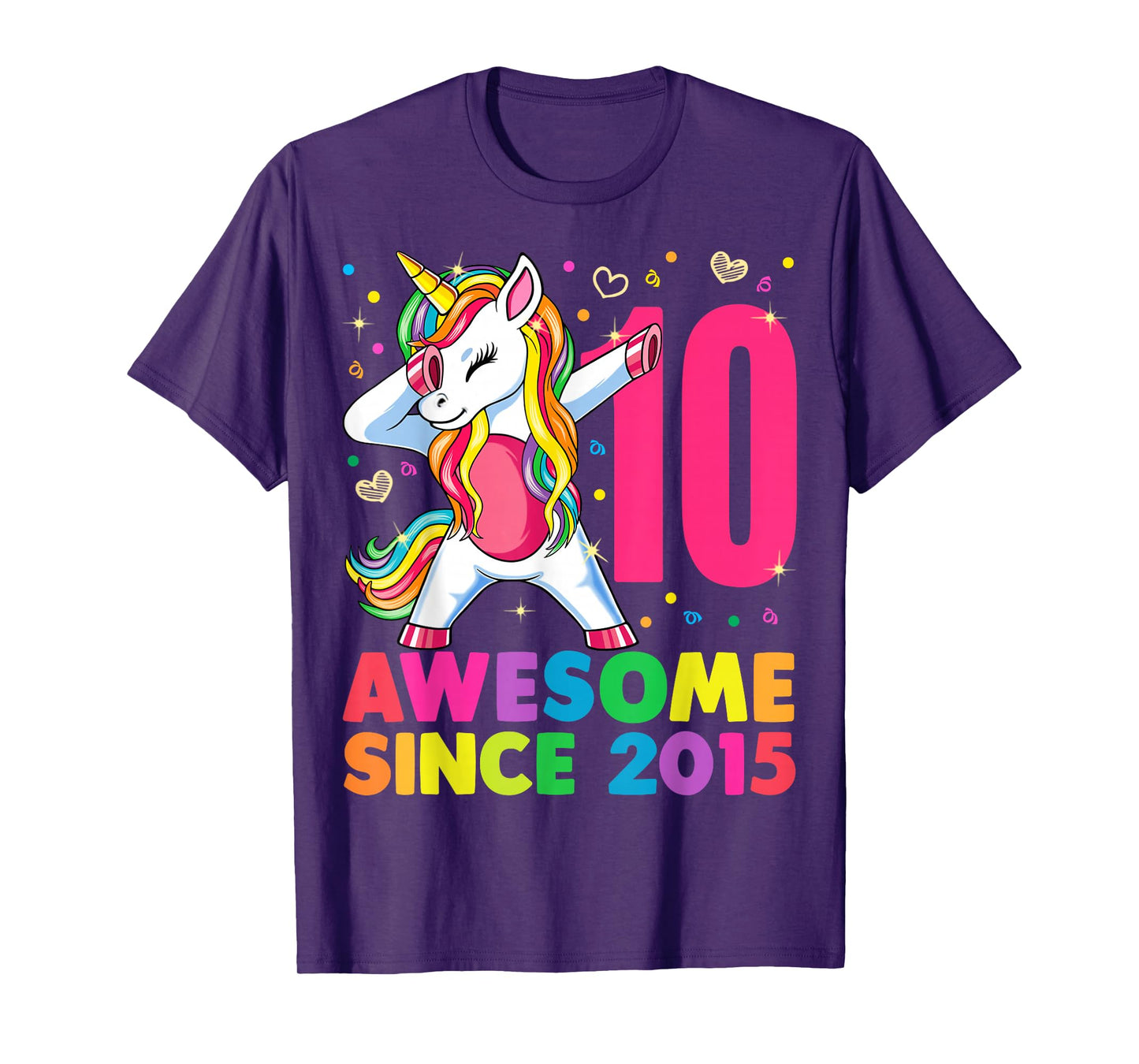 10 Years Old Unicorn Dabbing 10th Birthday Girl Gift Party T-Shirt