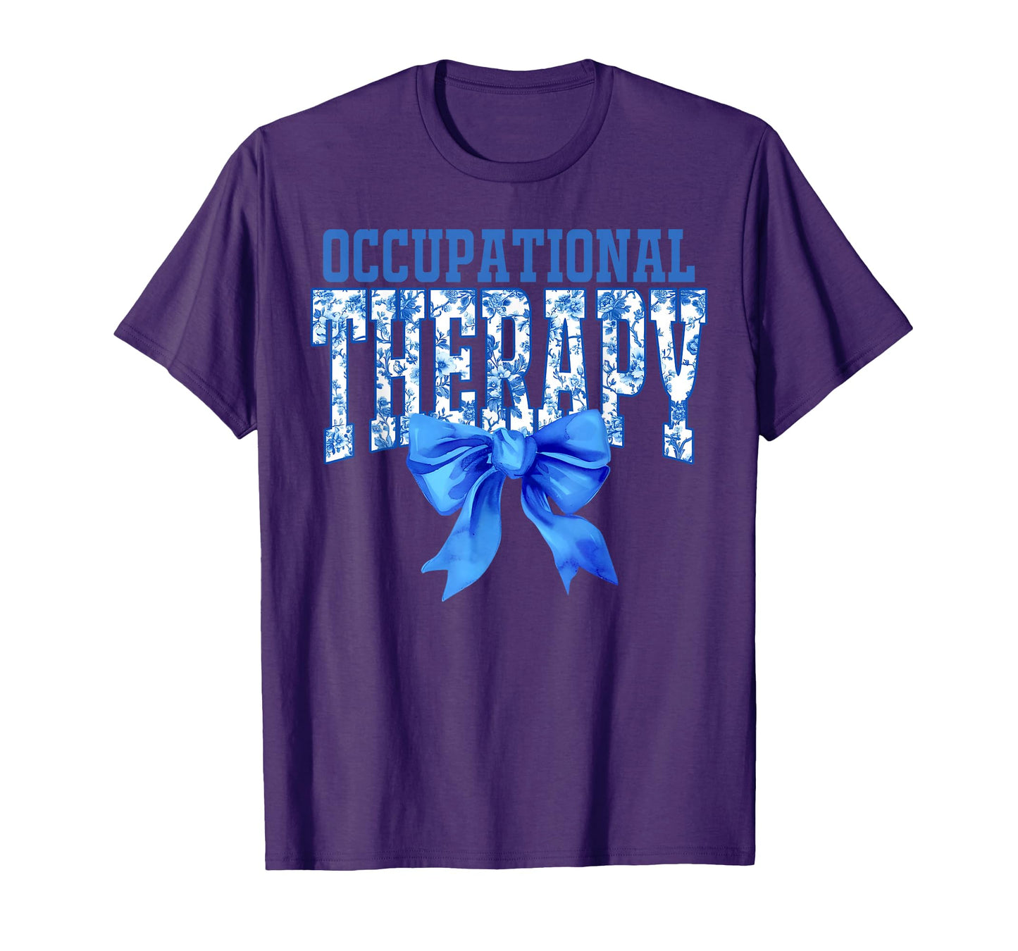 Occupational Therapy Coquette Toile Blue Floral OT Therapist T-Shirt