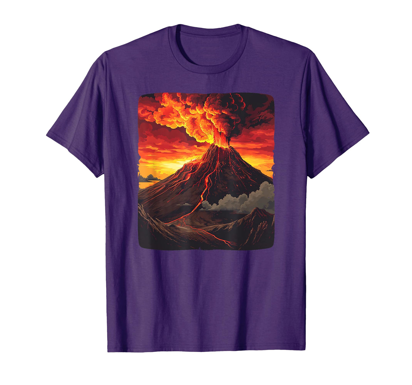 Cool lava volcano flow with fire and flames T-Shirt